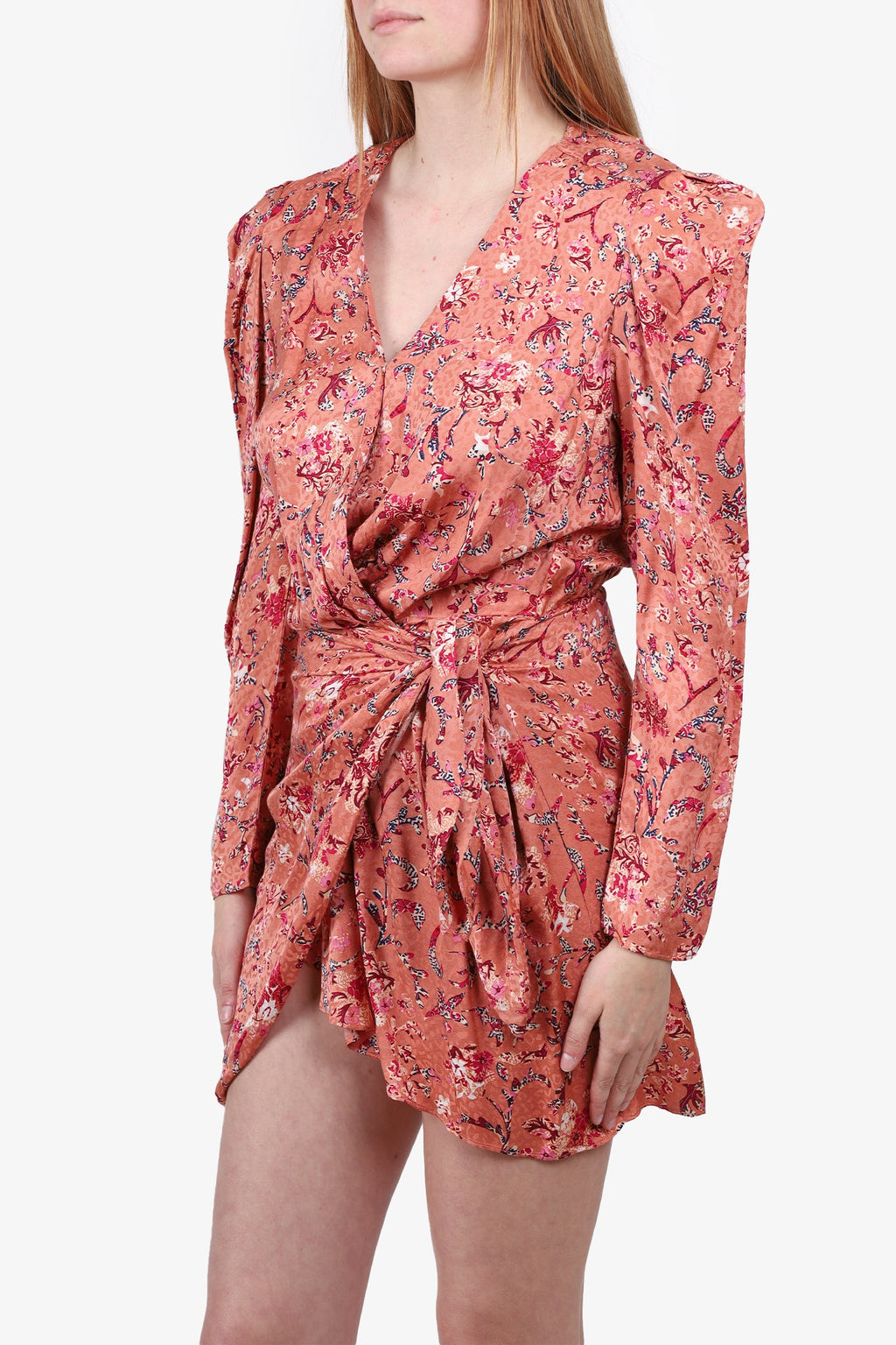 Isabel Marant Etoile Pink Baikal Floral Printed Wrap Mini Dress Size 38
