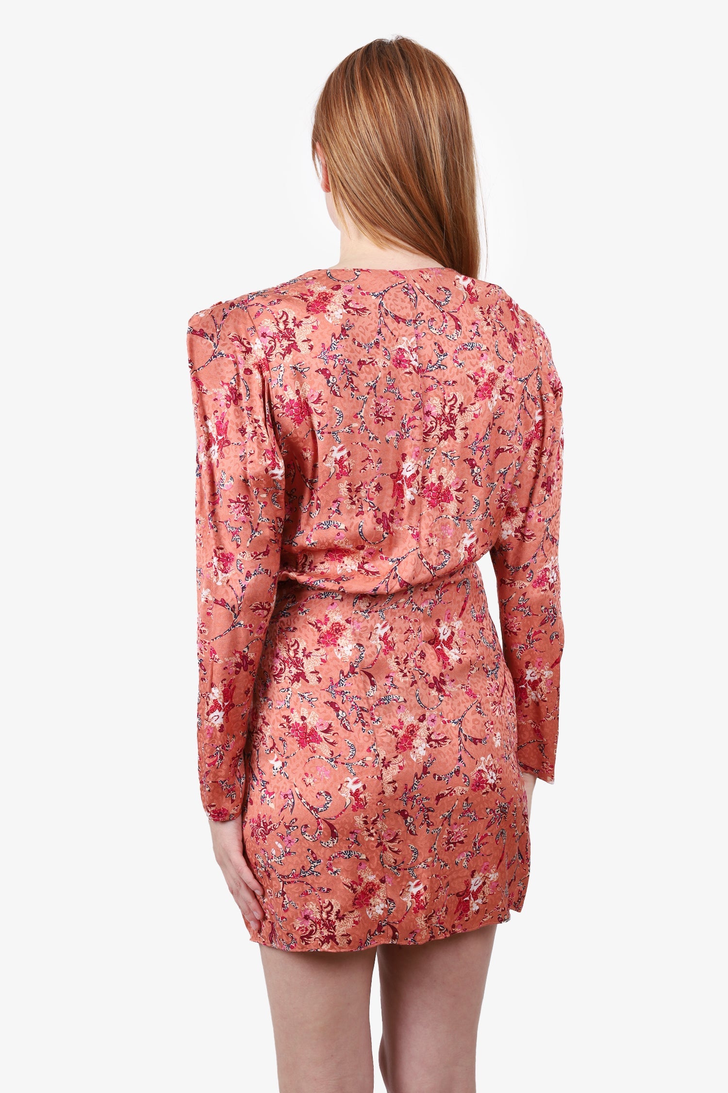 Isabel Marant Etoile Pink Baikal Floral Printed Wrap Mini Dress Size 38