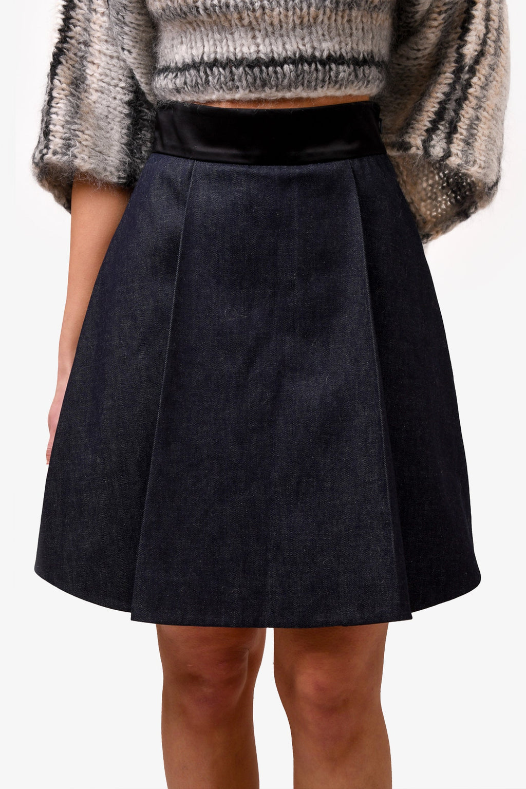 Miu Miu Dark Wash Denim Flared Skirt Size 38