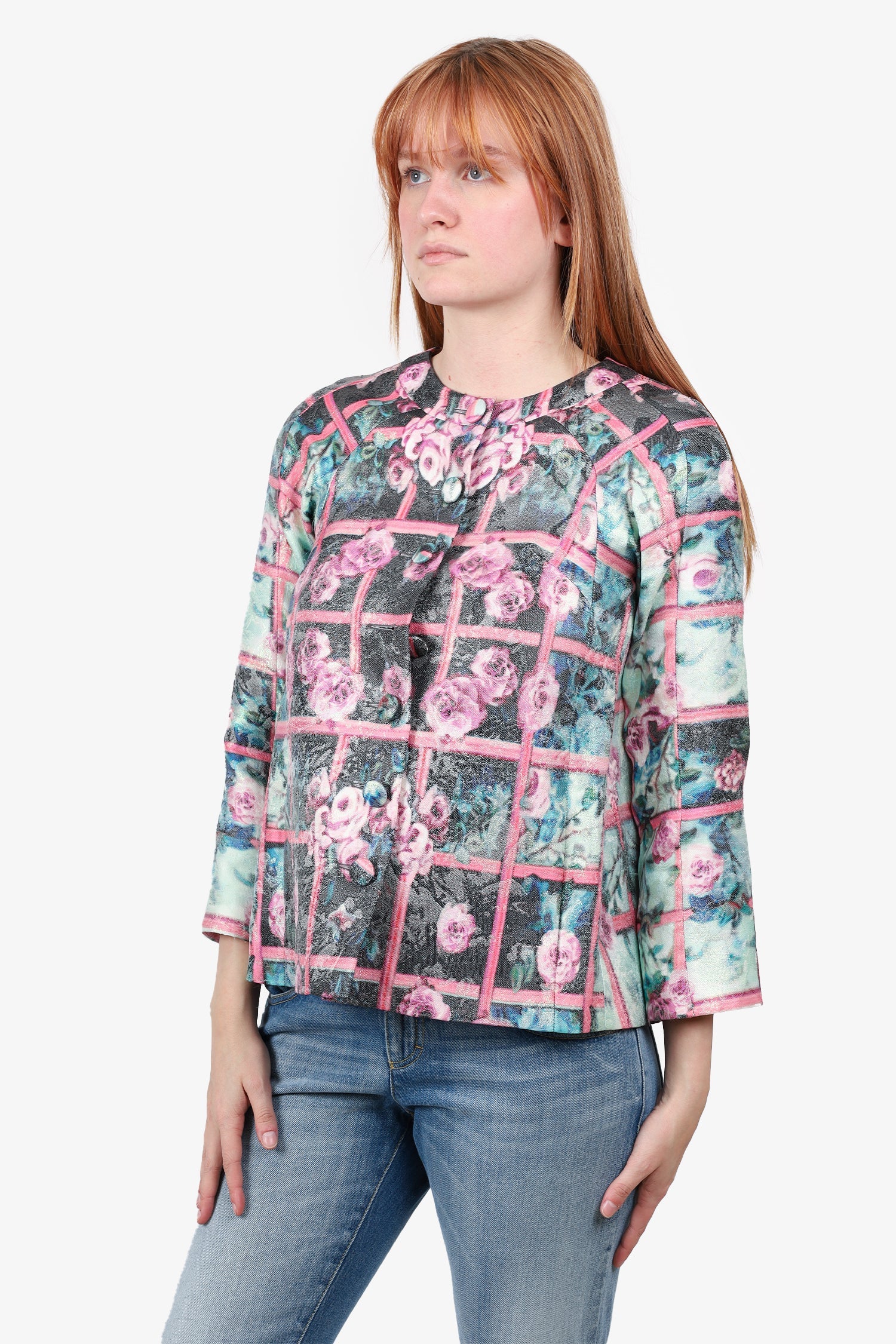 Mary Katrantzou Multicolor Floral Print Coat Size 8