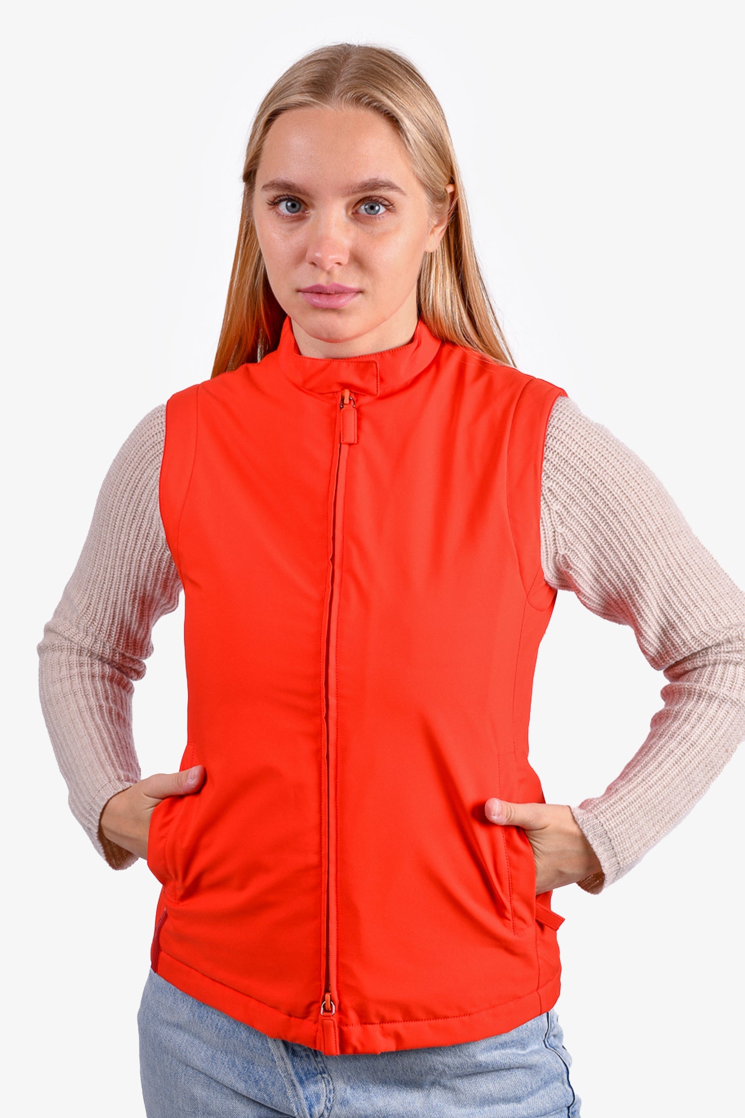 Prada Red Nylon Zip Vest Size 40