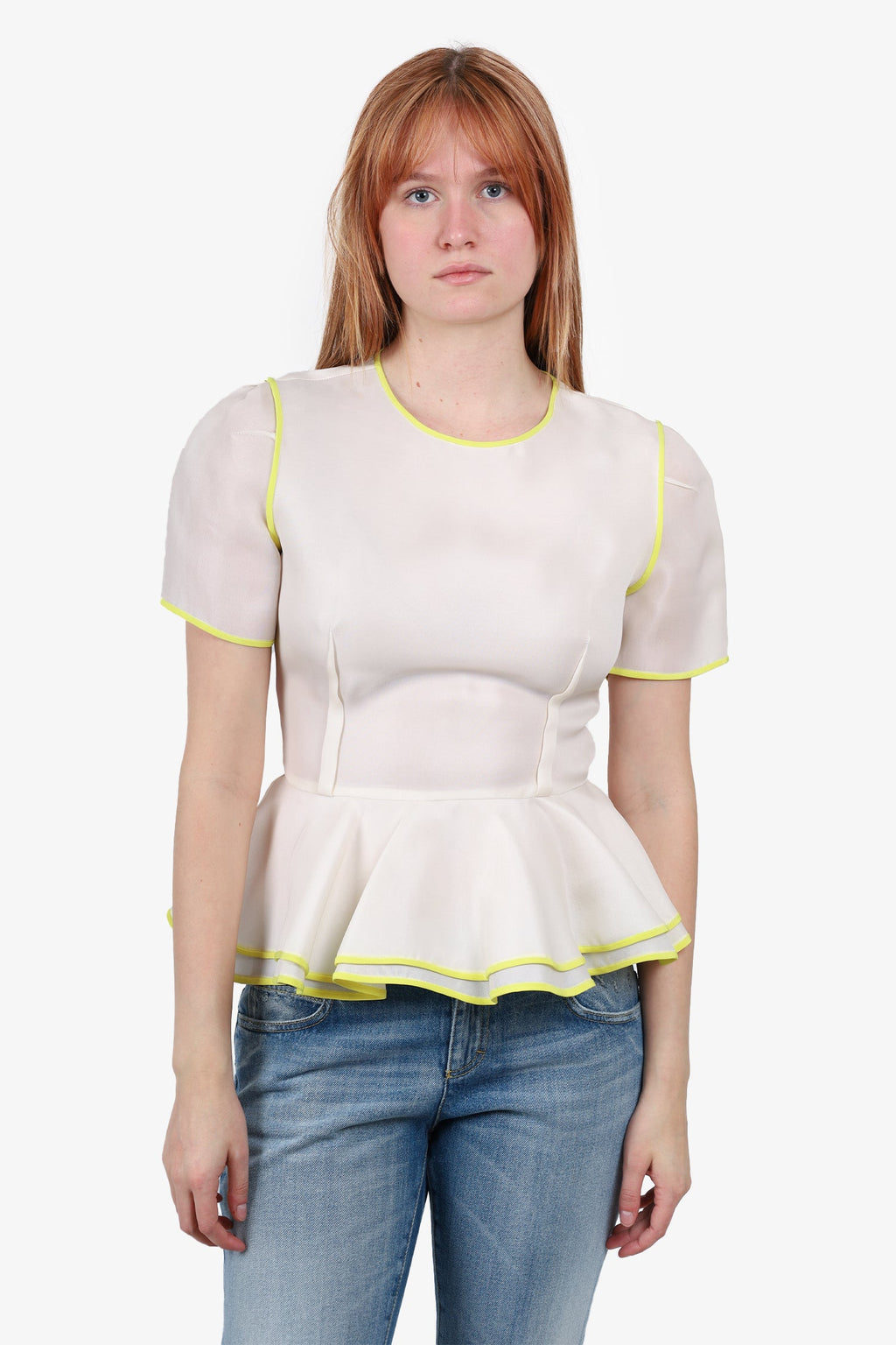 Prabal Gurung Cream Peplum Top size 6