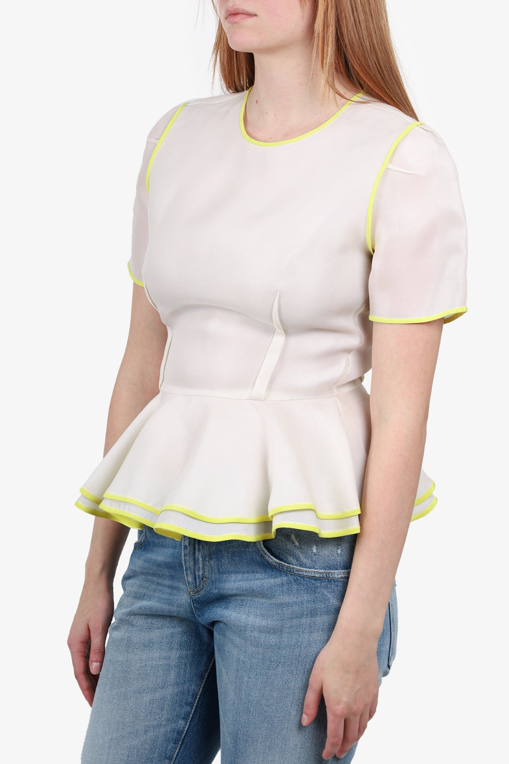 Prabal Gurung Cream Peplum Top size 6