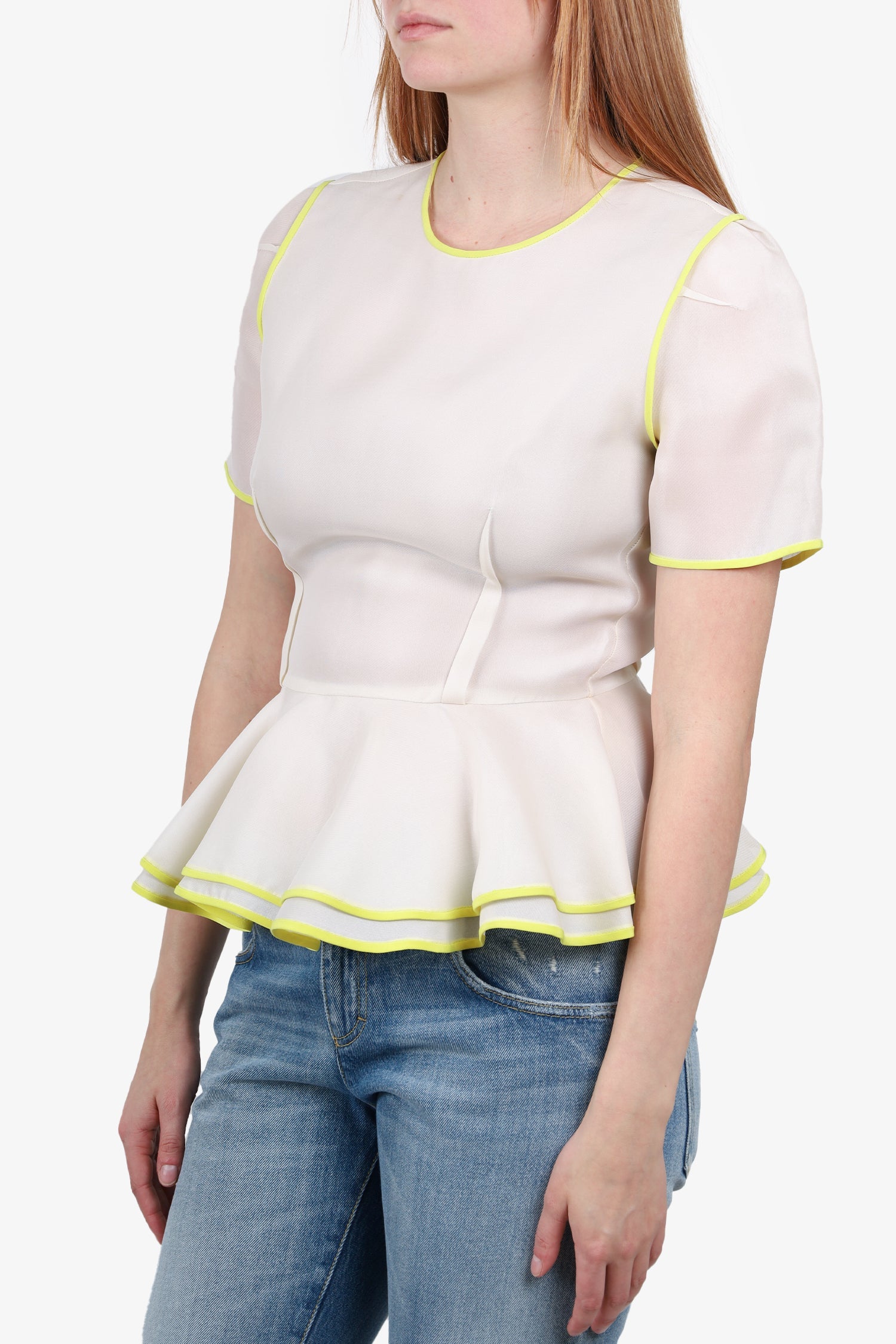 Prabal Gurung Cream Peplum Top size 6