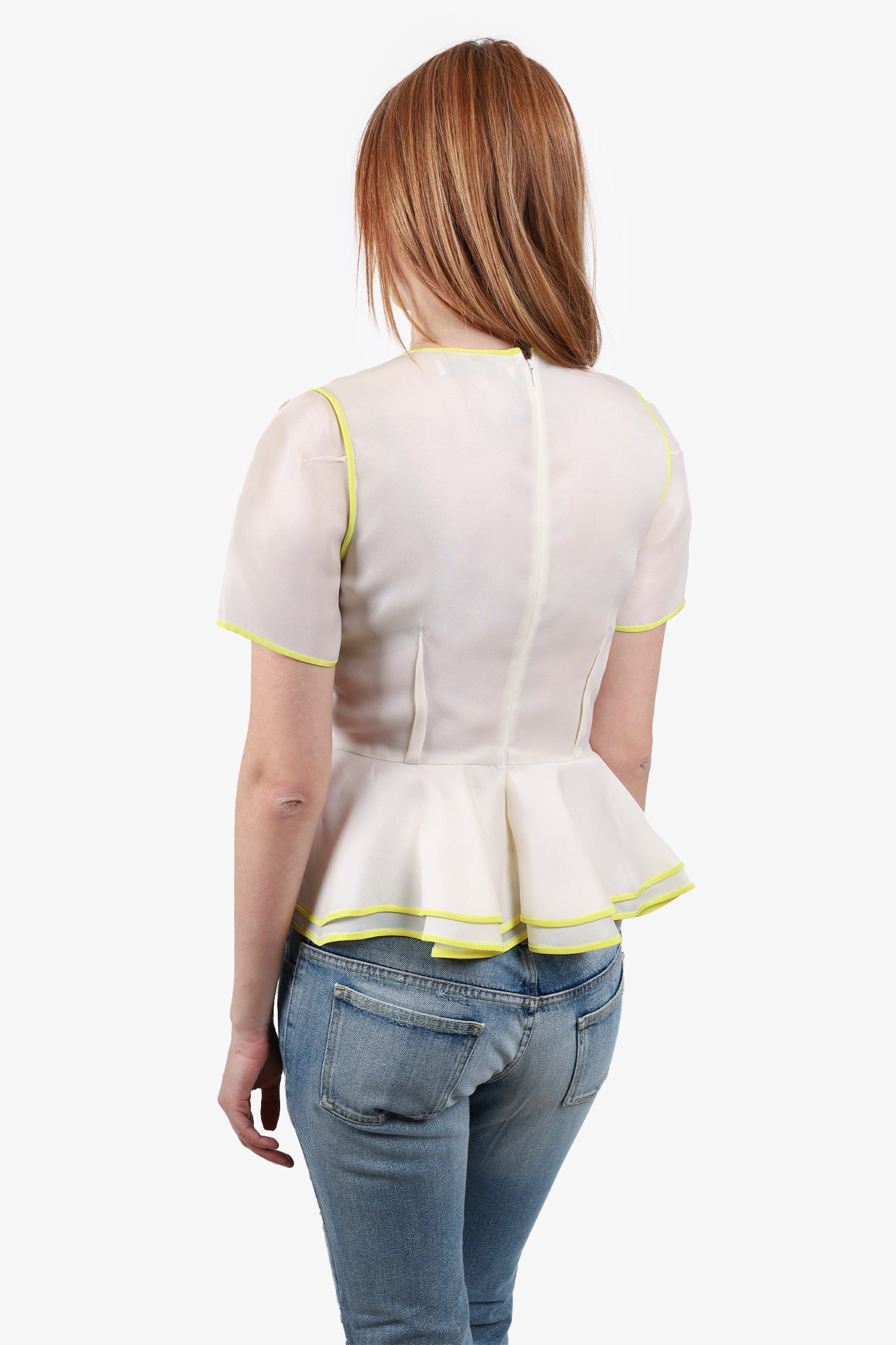 Prabal Gurung Cream Peplum Top size 6
