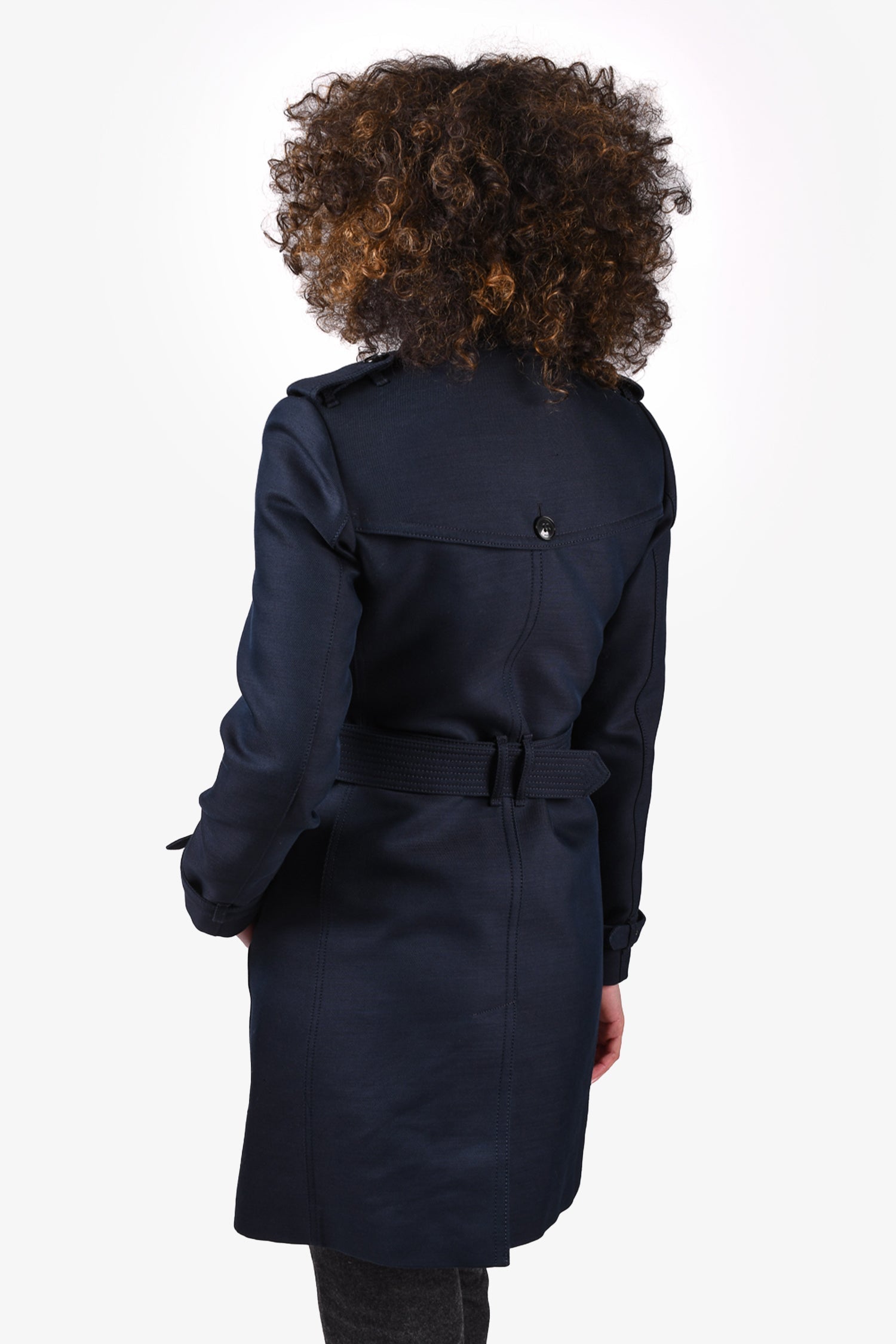 Burberry Brit Navy Blue Double Breasted Short Trench Coat Size 6