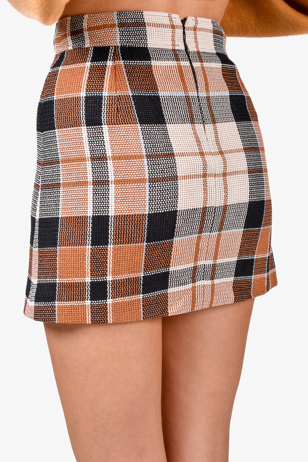 Veronica Beard Navy Blue/Brown Houndstooth Mini Skirt with Cream Buttons Size 0