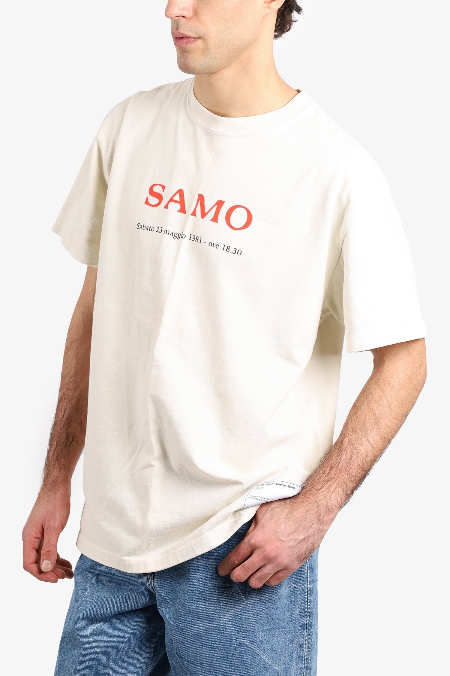 Mr. Saturday Cream Graphic Print Crew Neck T-Shirt Size L