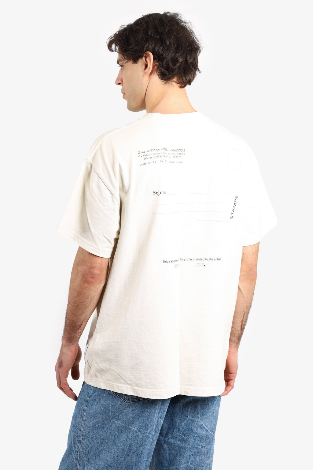 Mr. Saturday Cream Graphic Print Crew Neck T-Shirt Size L