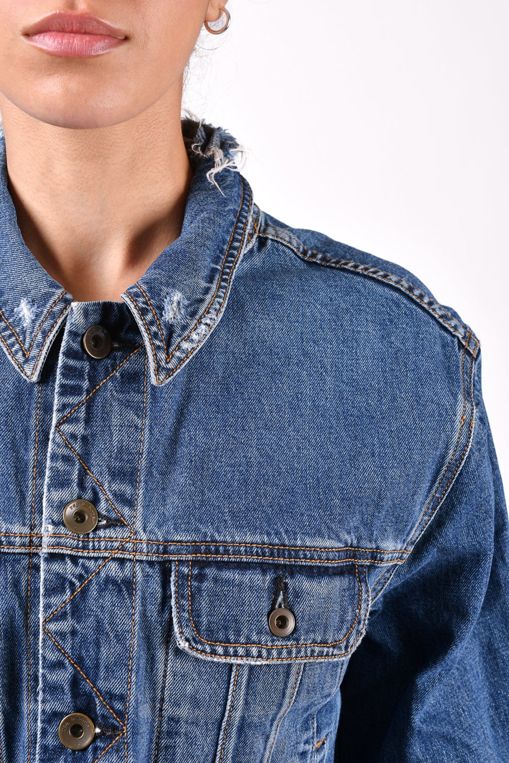 Rag & Bone Blue Distressed Denim Cropped Jacket Size XS