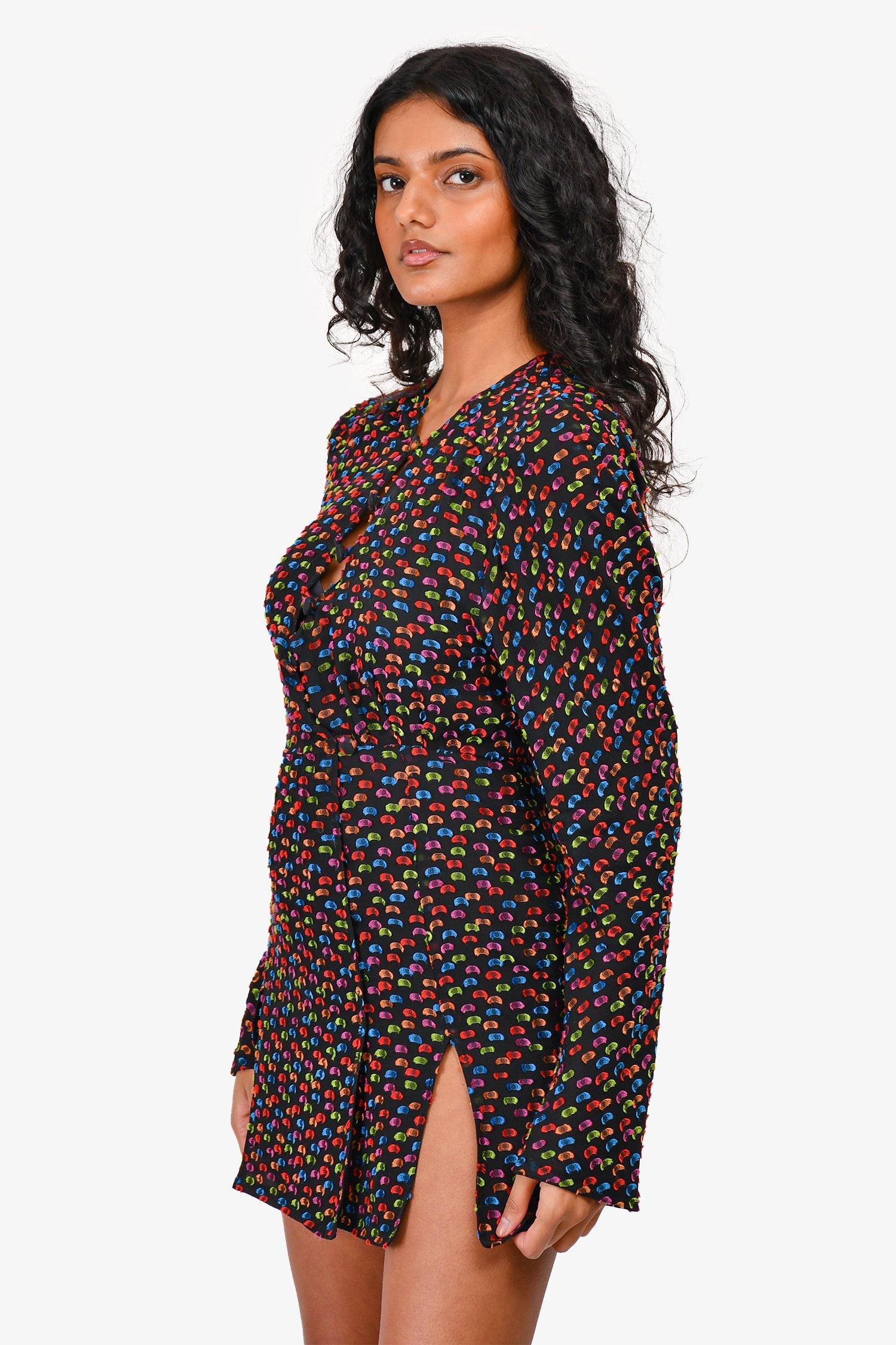The Attico Black Multicoloured Silk Blend Button Down Mini Dress Size 36