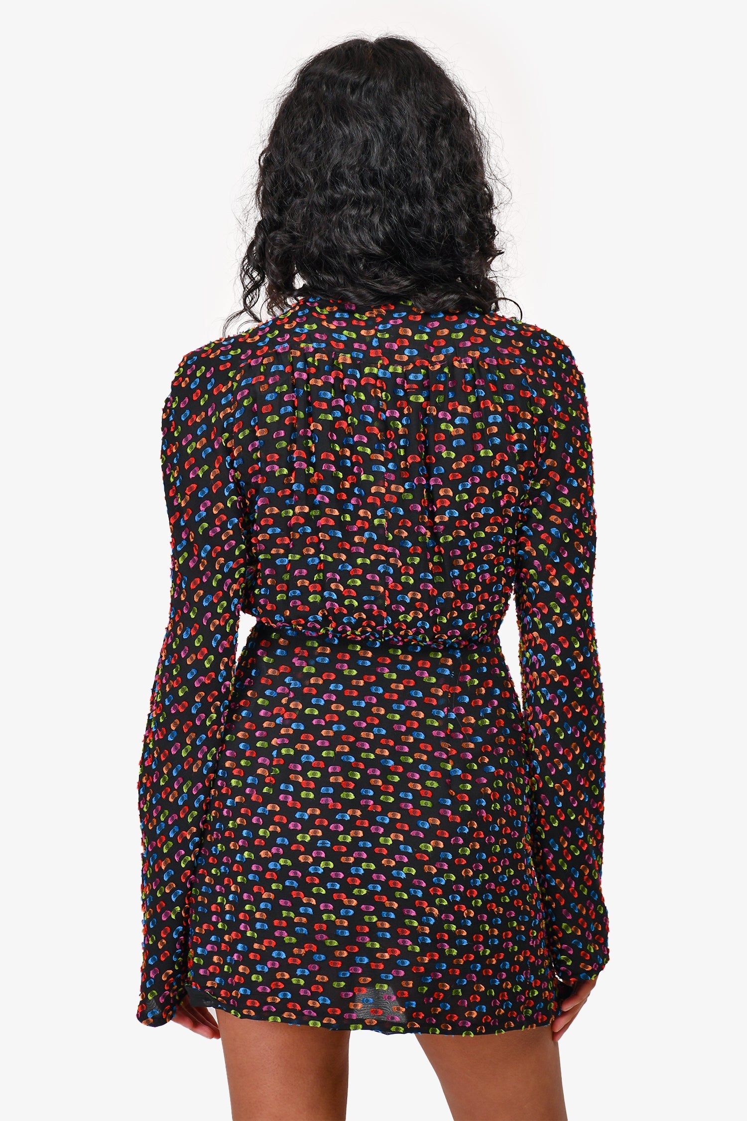 The Attico Black Multicoloured Silk Blend Button Down Mini Dress Size 36