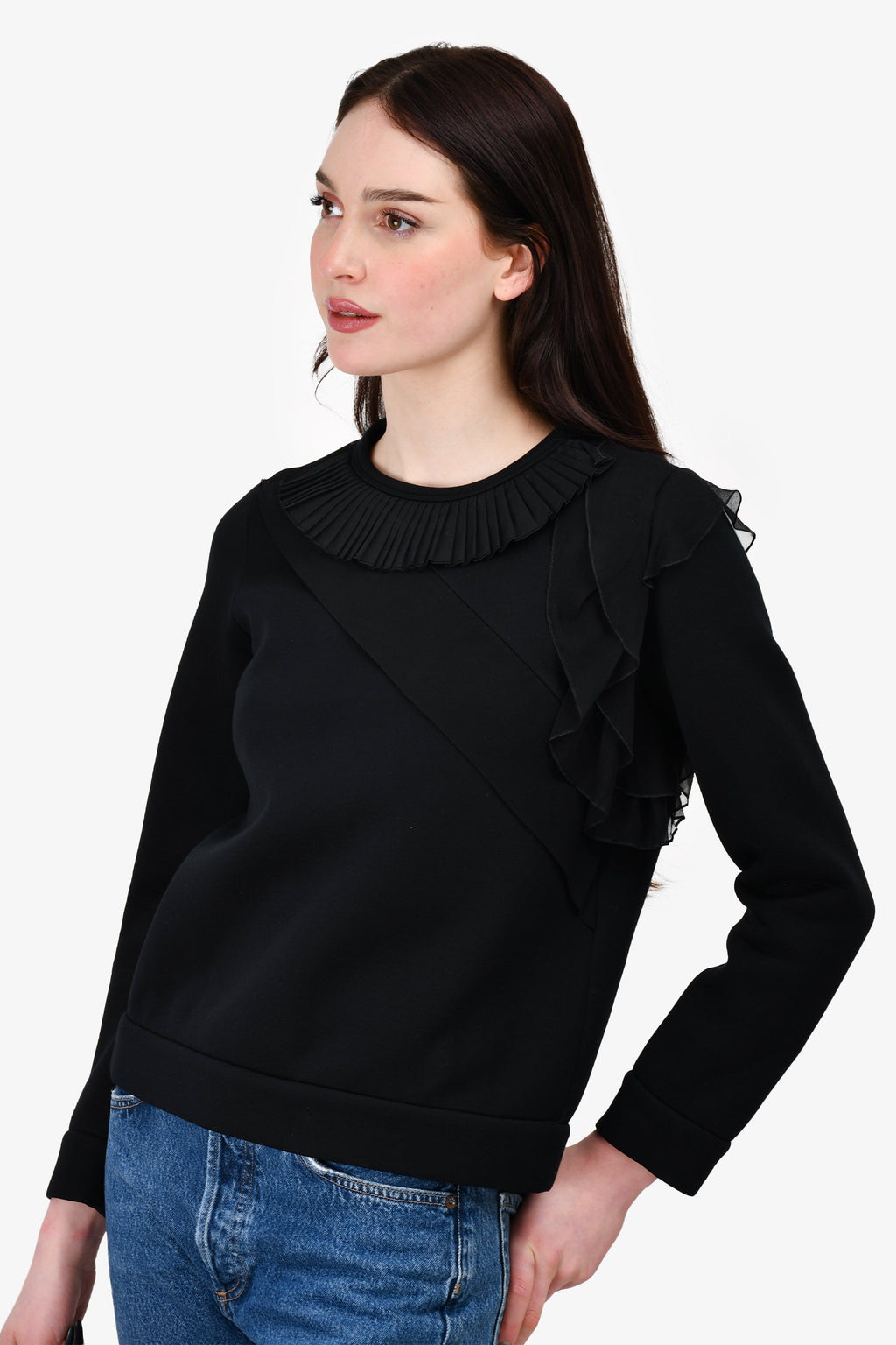 N. 21 Black Shoulder Ruffle Detail Sweater Size 40