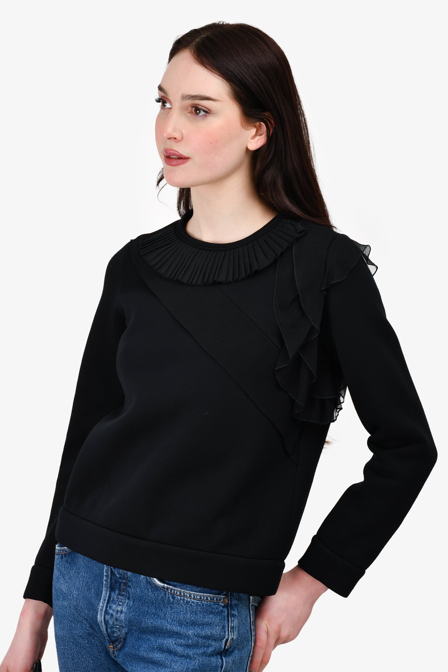 N. 21 Black Shoulder Ruffle Detail Sweater Size 40