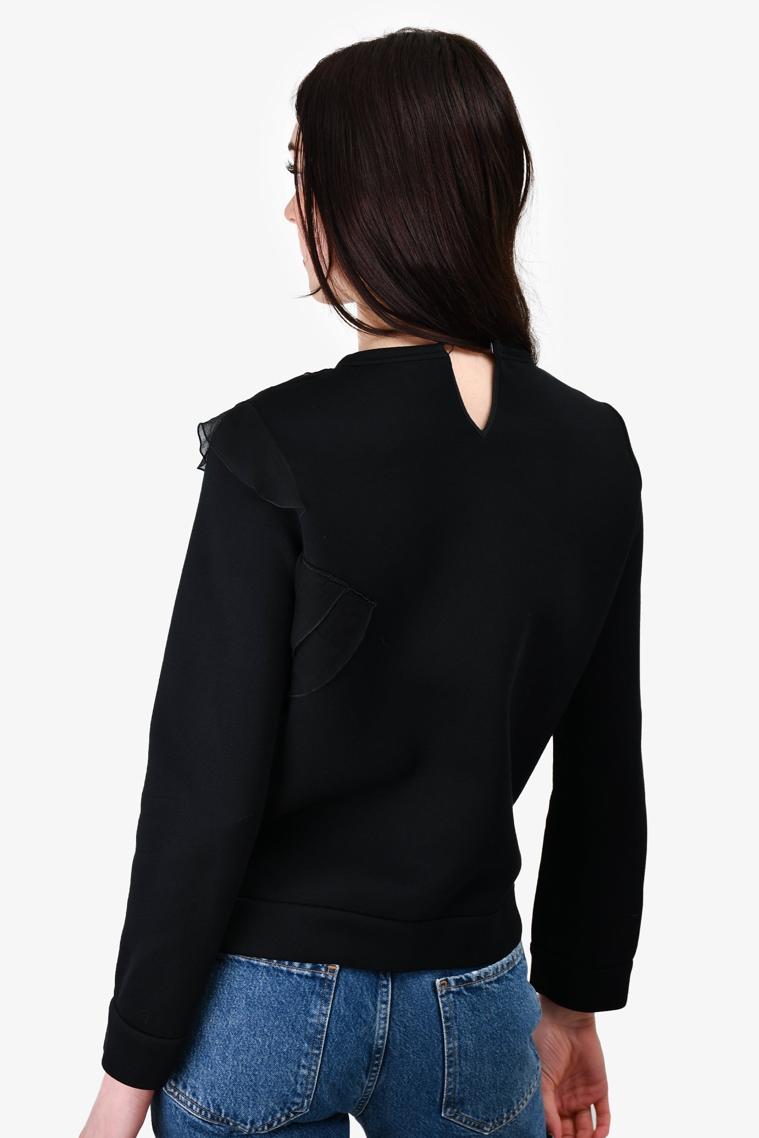 N. 21 Black Shoulder Ruffle Detail Sweater Size 40