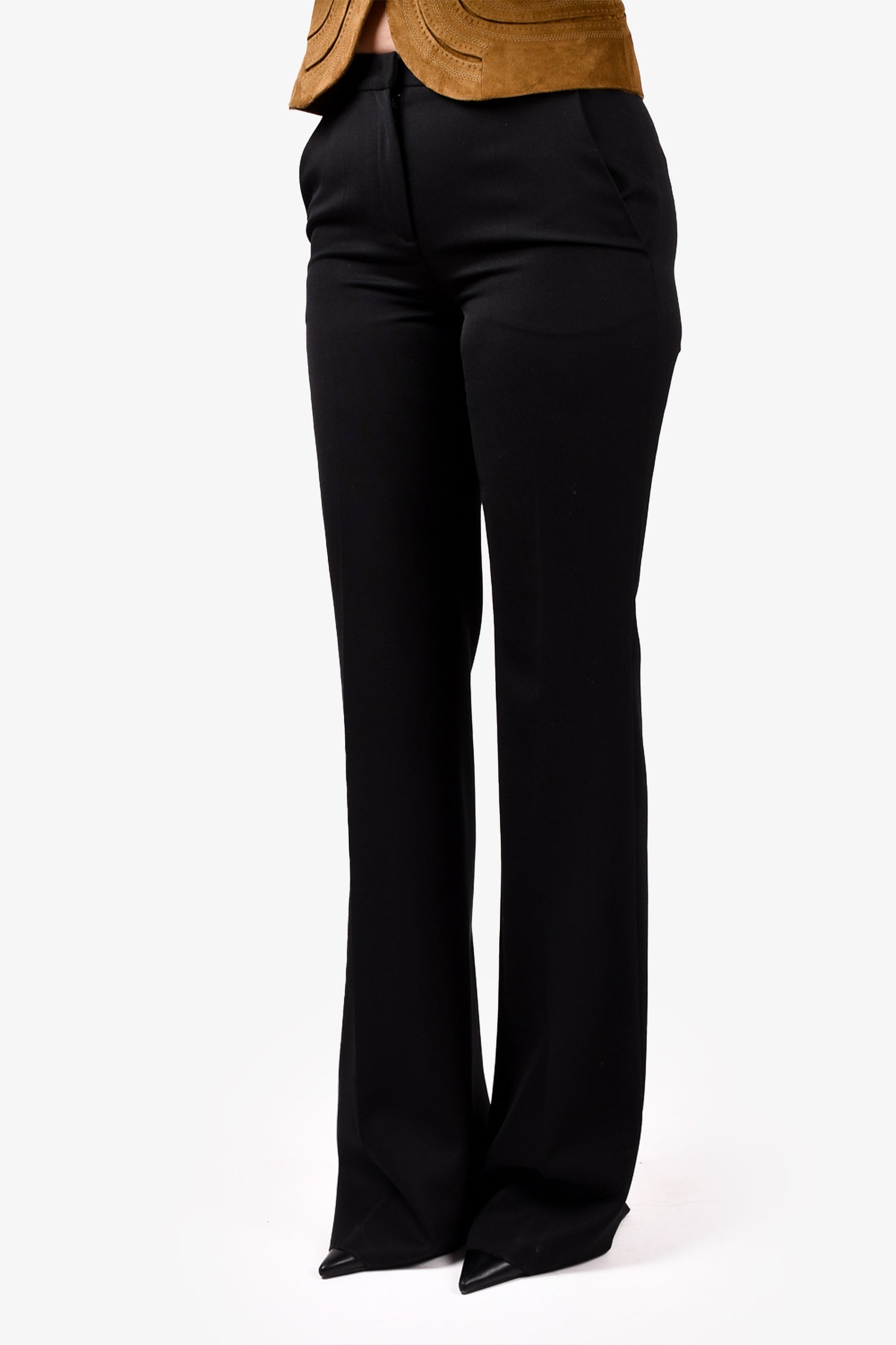 Roberto Cavalli Black Wool Flare Trousers Size 38