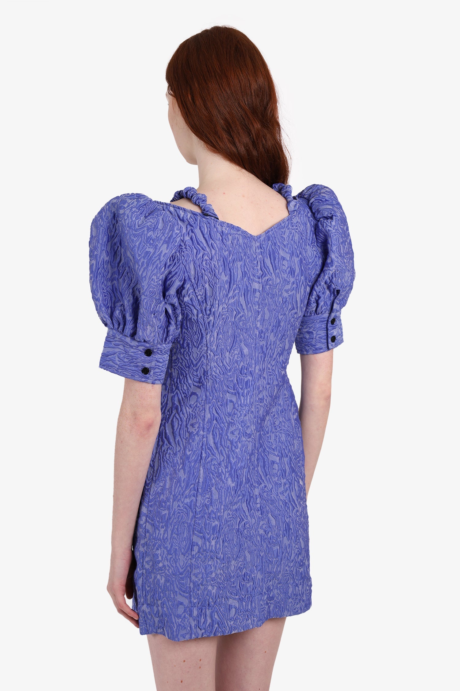 Ganni Purple Zip-up Short-sleeve Dress Size 36