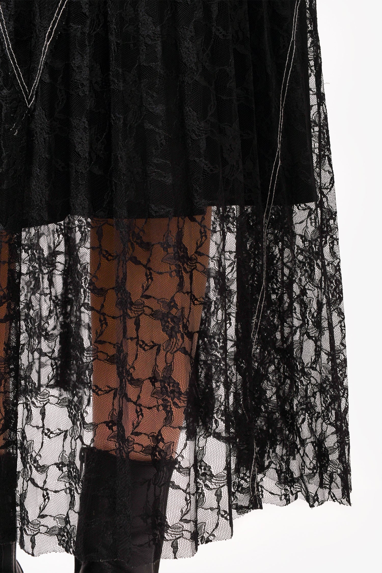 Sandro Black Midi Pleated Skirt with Black Lace Overlay Size 2
