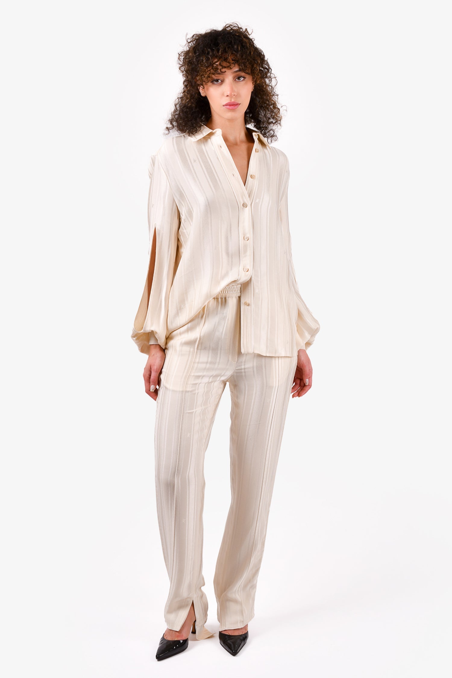 Golden Goose Deluxe Brand Cream Striped Shirt + Pants Set Size S
