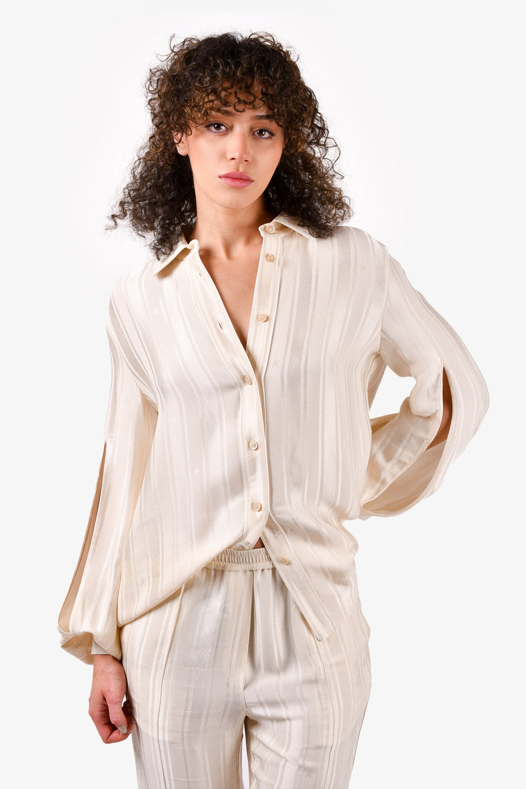 Golden Goose Deluxe Brand Cream Striped Shirt + Pants Set Size S