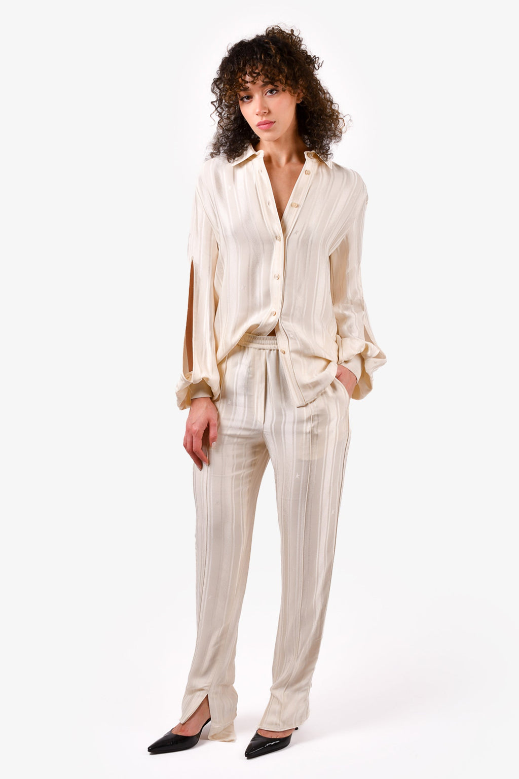 Golden Goose Deluxe Brand Cream Striped Shirt + Pants Set Size S