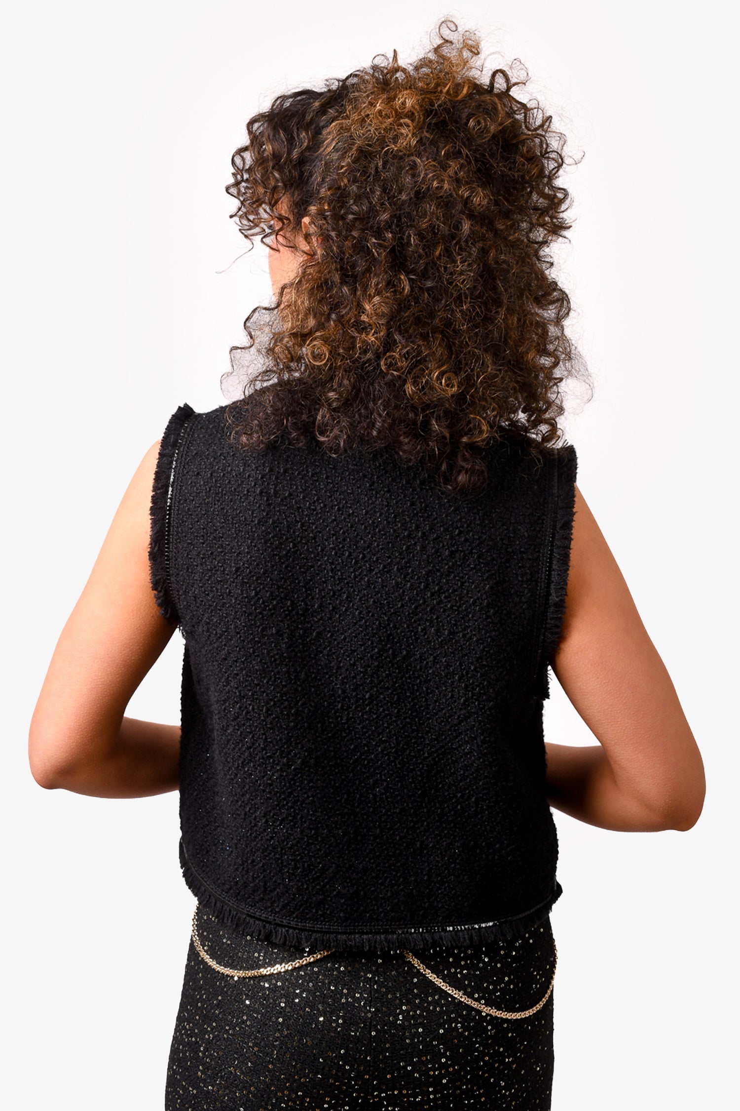 Maje Black Tweed Waistcoat Size 36