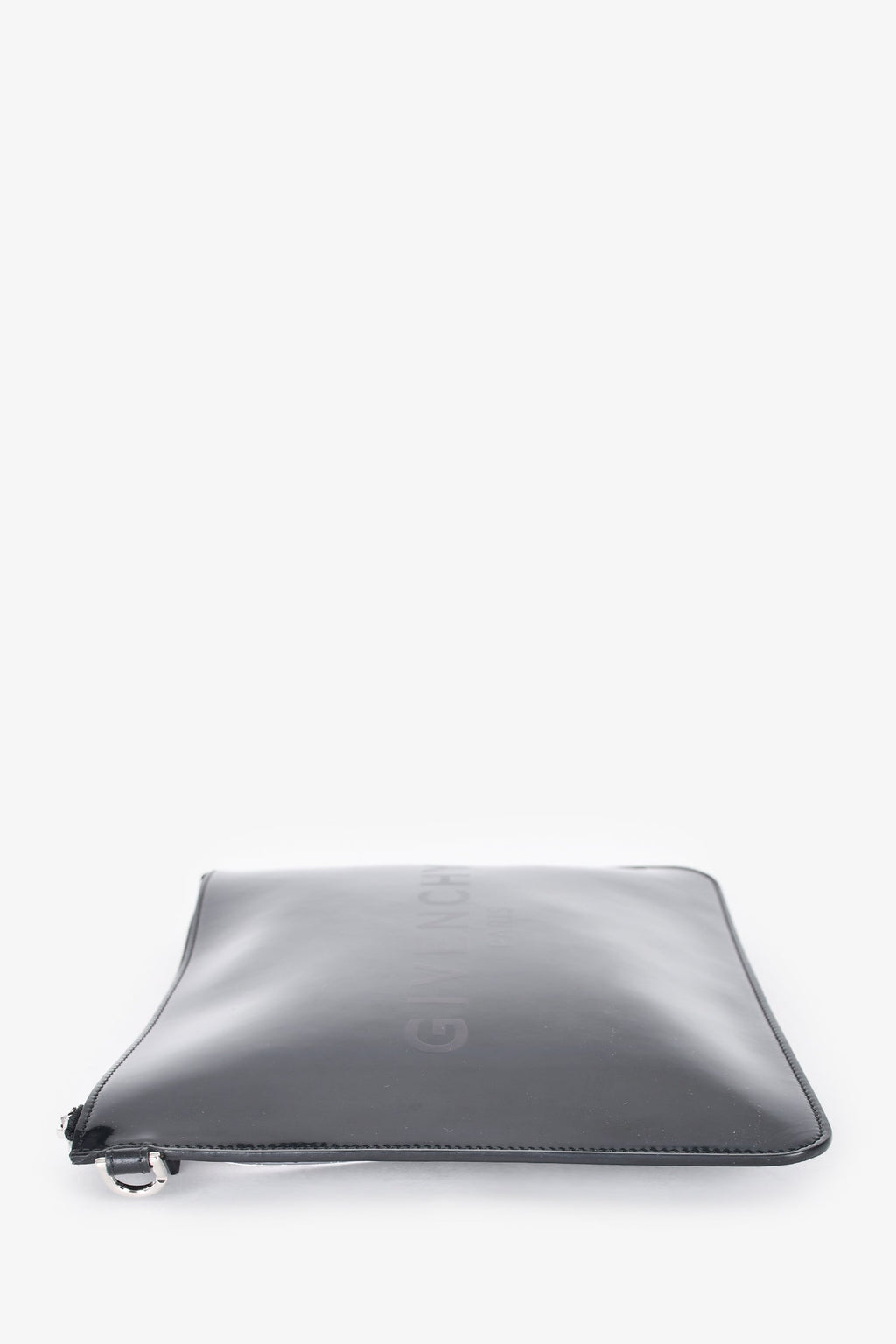 Givenchy Black Iridescent Patent Logo Pouch