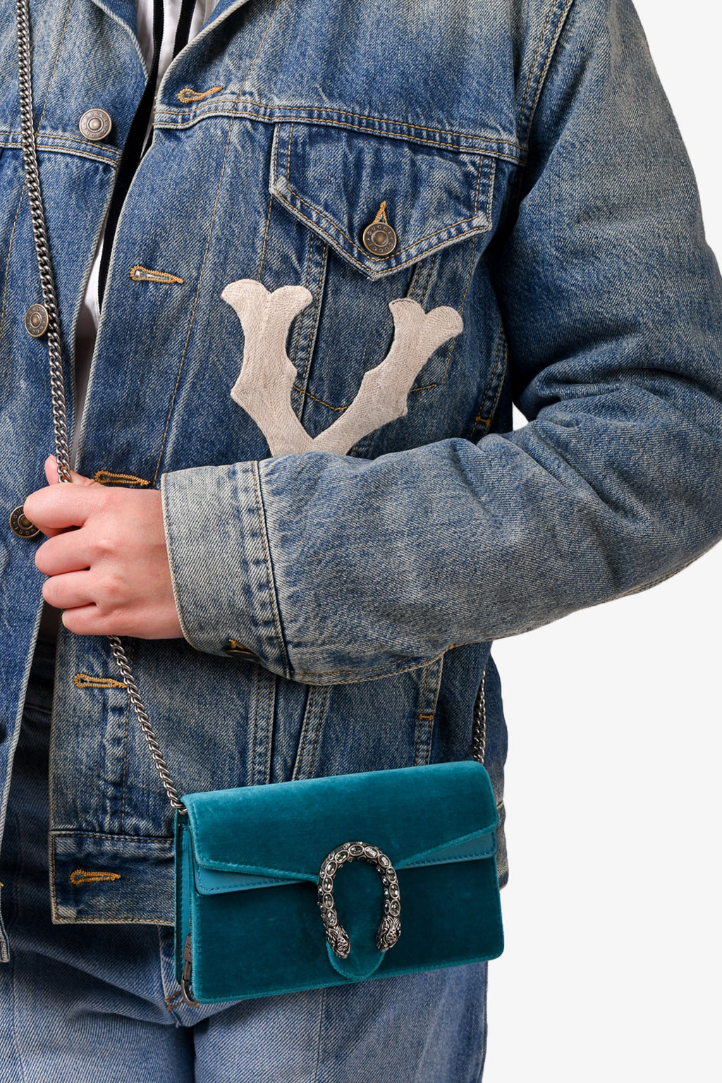 Gucci Teal Velvet Super Mini Dionysus Crossbody