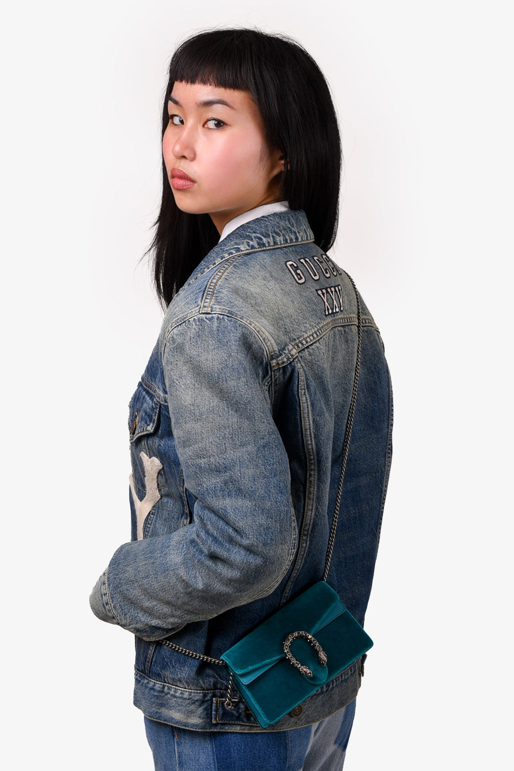 Gucci Teal Velvet Super Mini Dionysus Crossbody