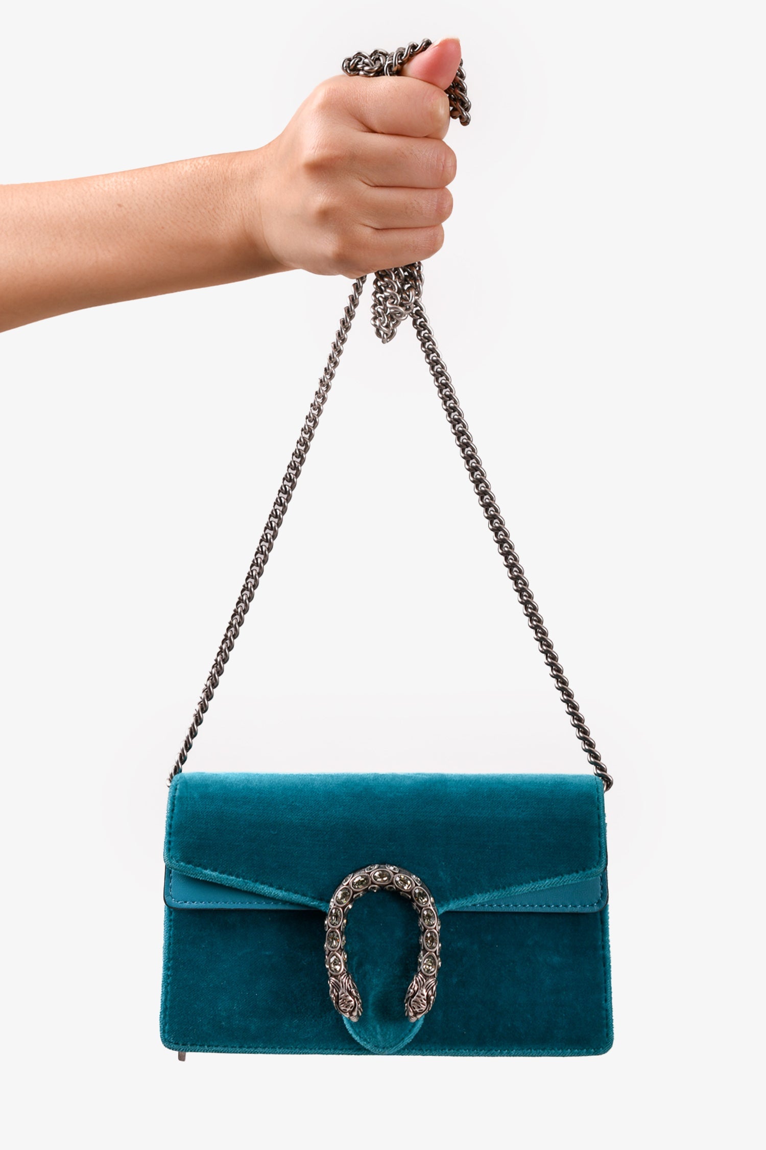 Gucci Teal Velvet Super Mini Dionysus Crossbody