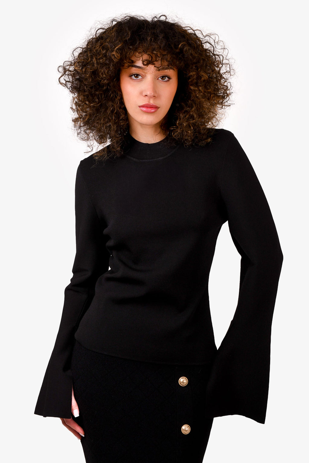 Essentiel Antwerp Black Flared Cuff Top Size XL