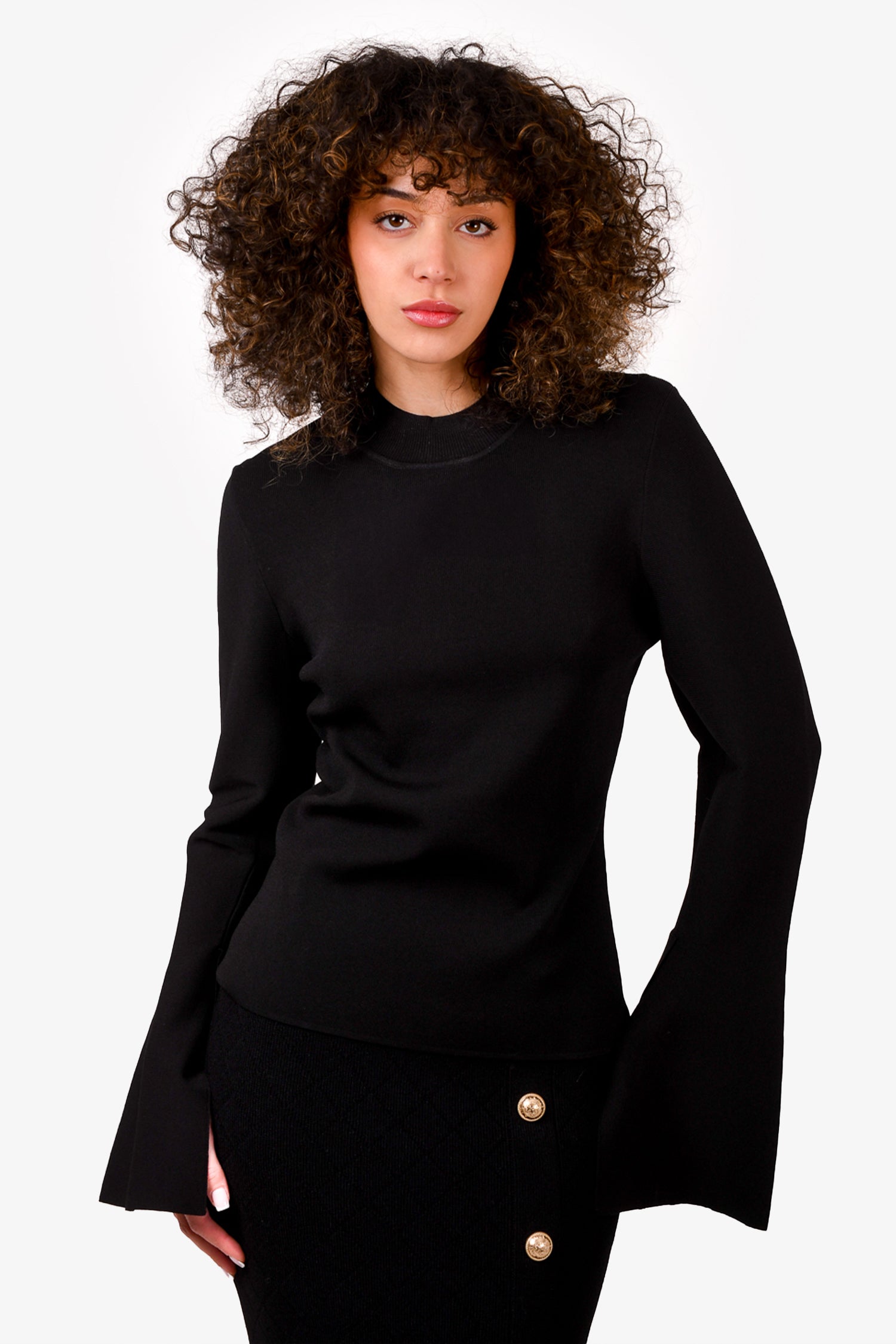 Essentiel Antwerp Black Flared Cuff Top Size XL