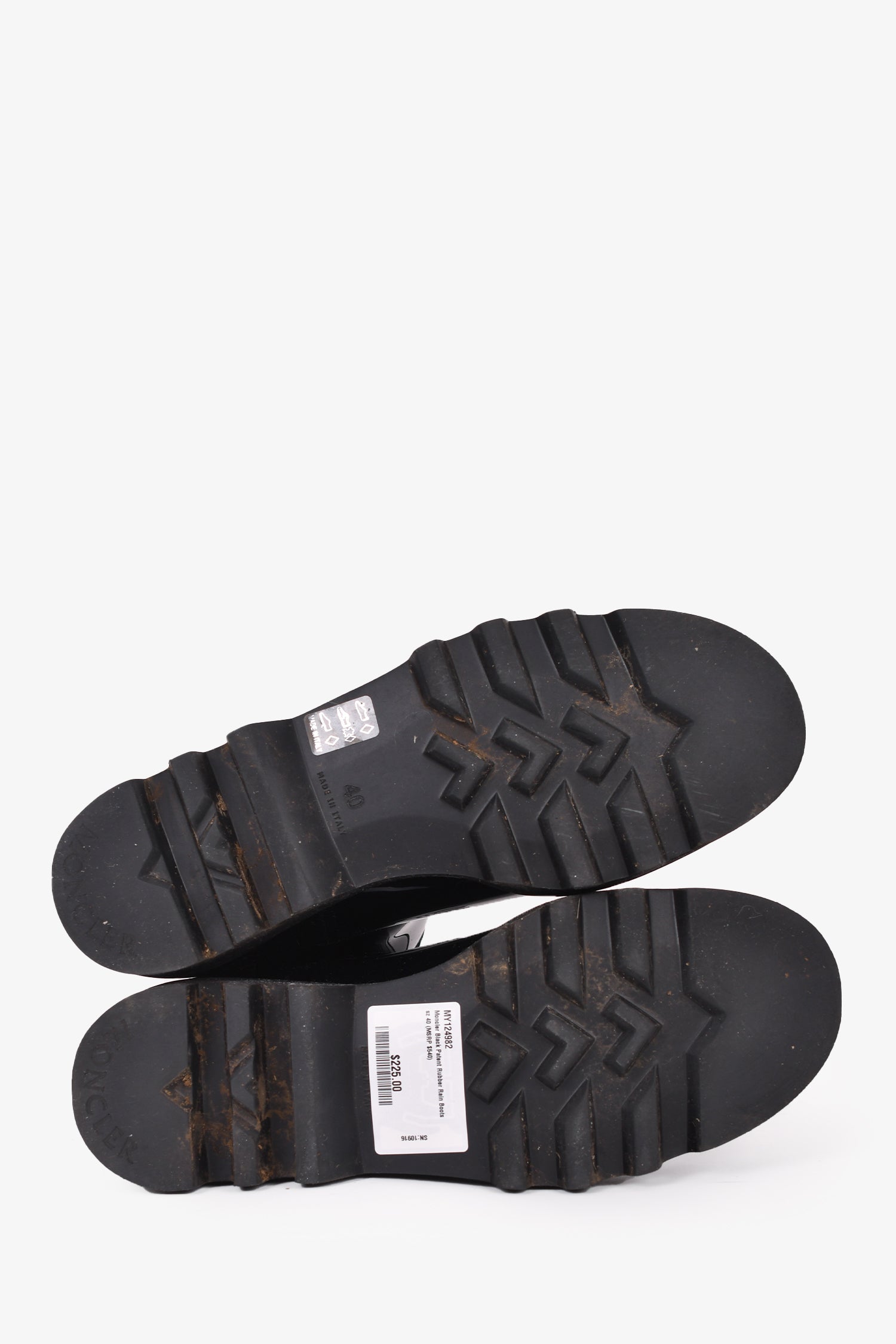 Moncler Black Patent Rubber Rain Boots Size 40