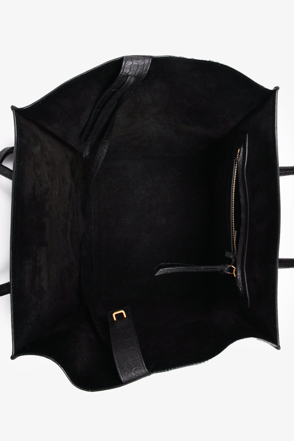 Celine 2012 Black Leather Croc Embossed Luggage Phantom Bag