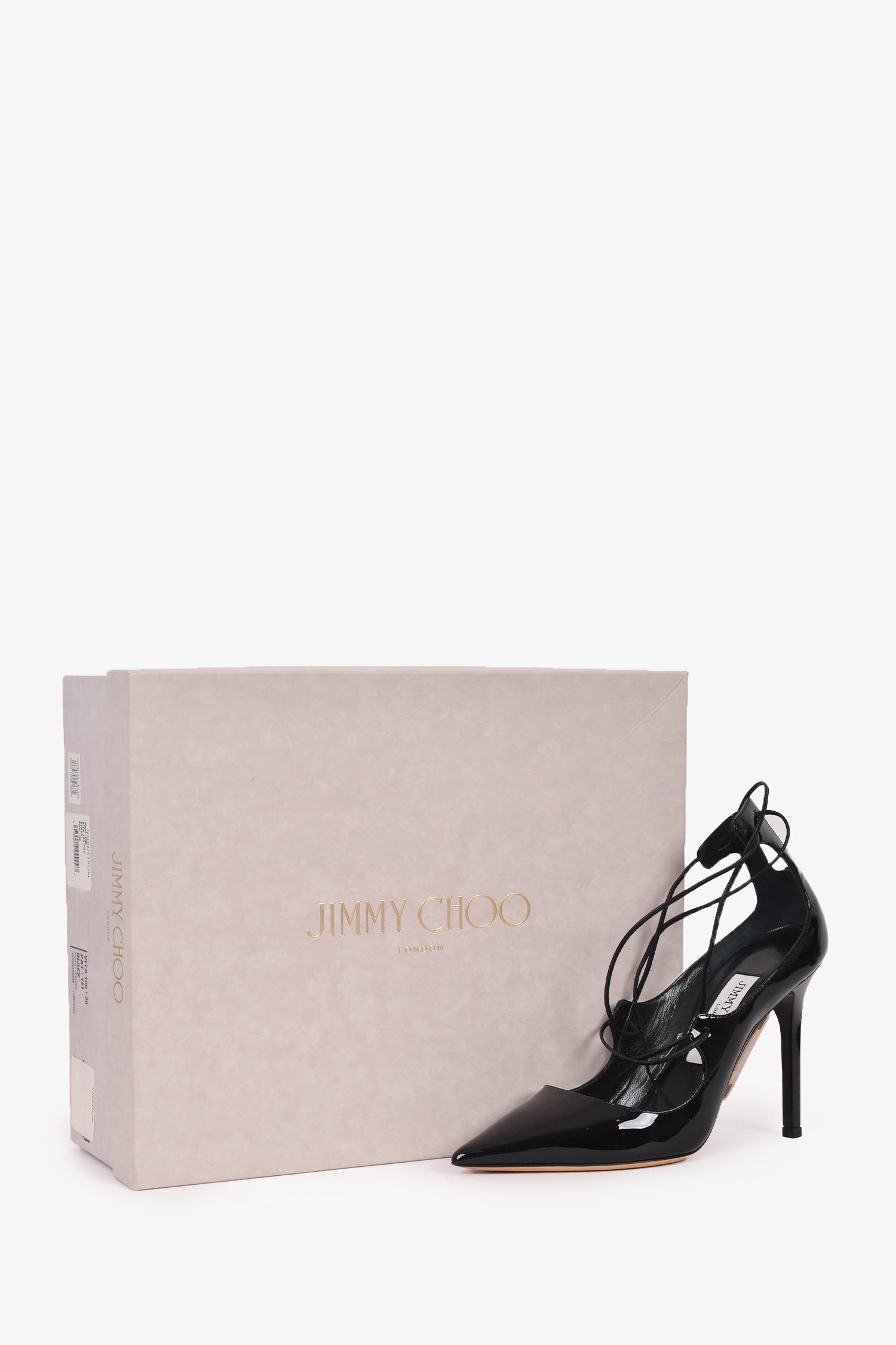Jimmy Choo Black Patent Leather 'Vita' Heels Size 36