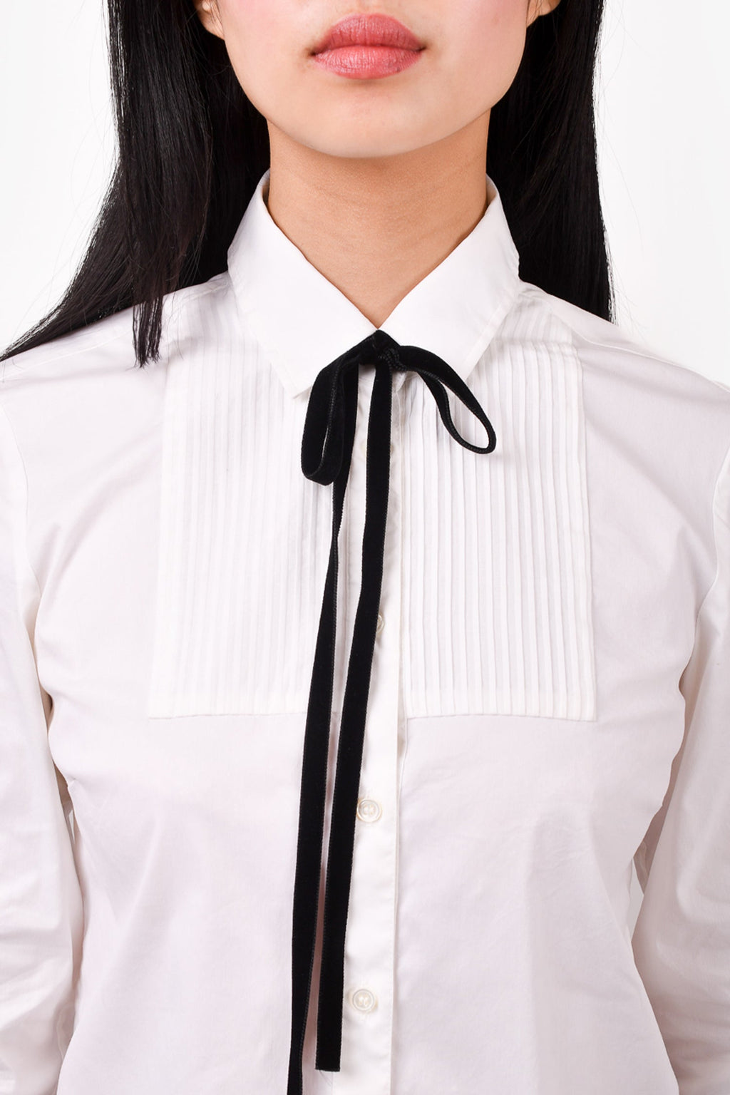 Red Valentino White Cotton Poplin Bow Tie Button Down Shirt Size 40