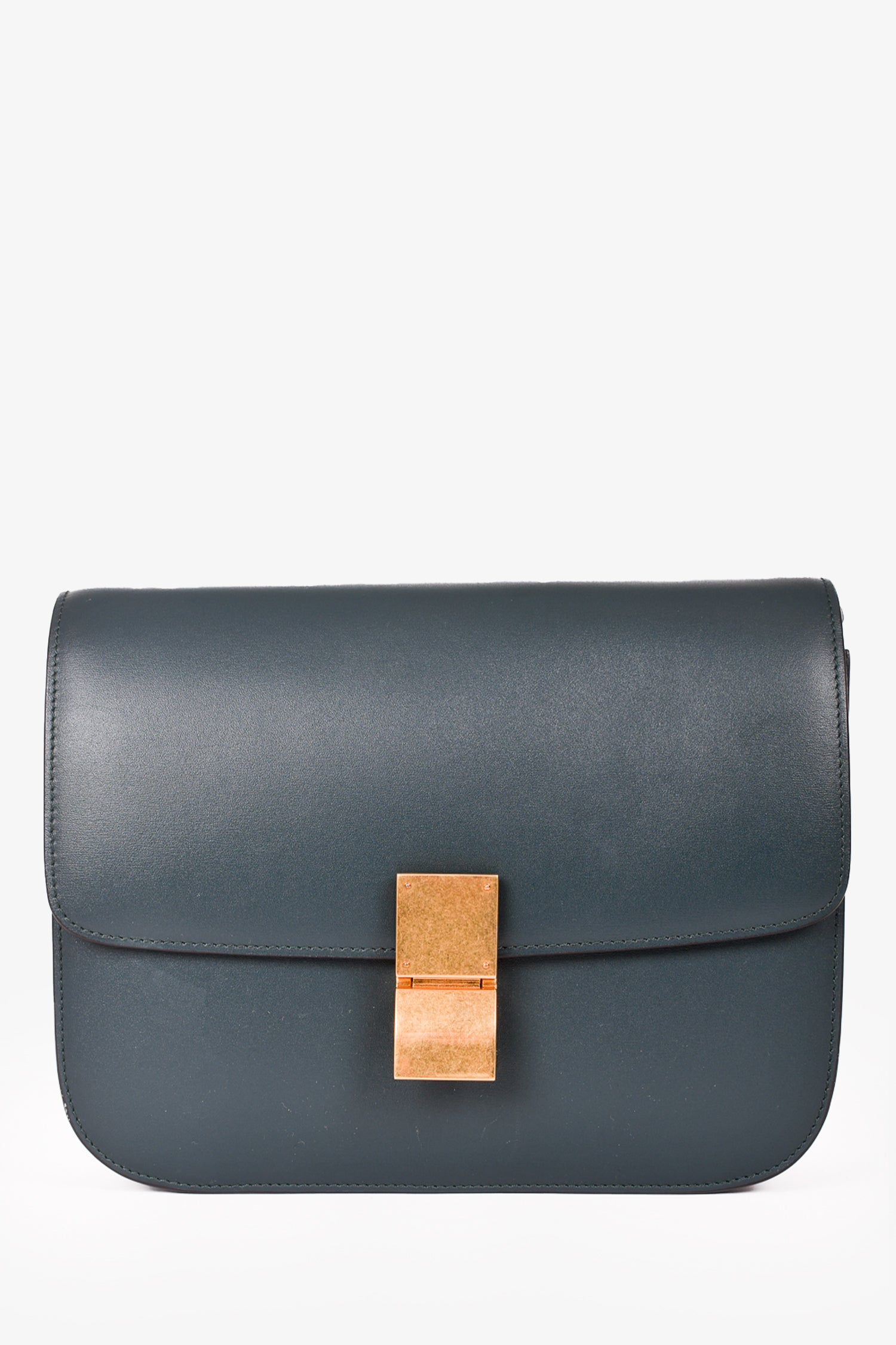 Celine 2018 Green Leather Medium Classic Box Crossbody Bag