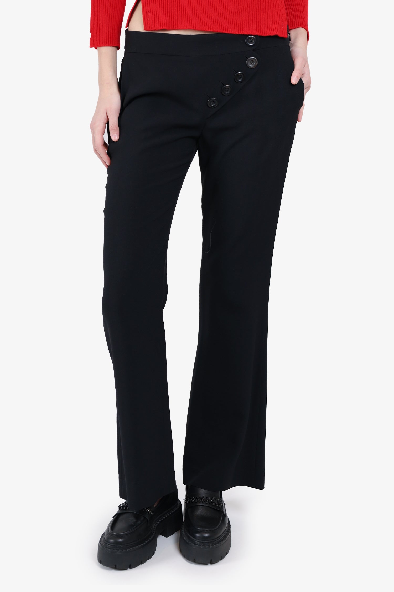 Chloe Black Criss Cross Wide Leg Trousers Size 38