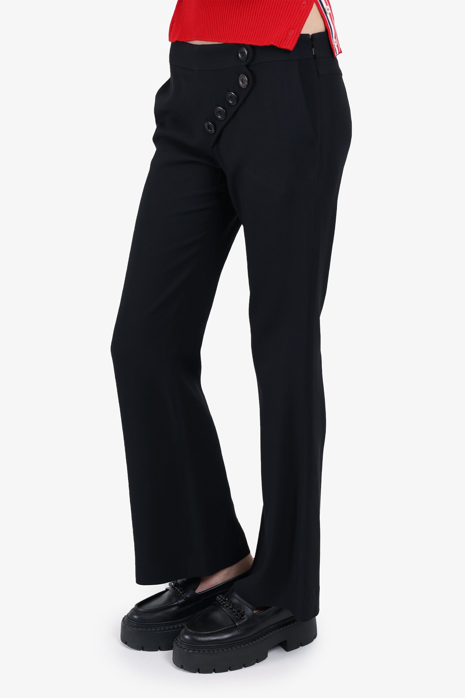 Chloe Black Criss Cross Wide Leg Trousers Size 38