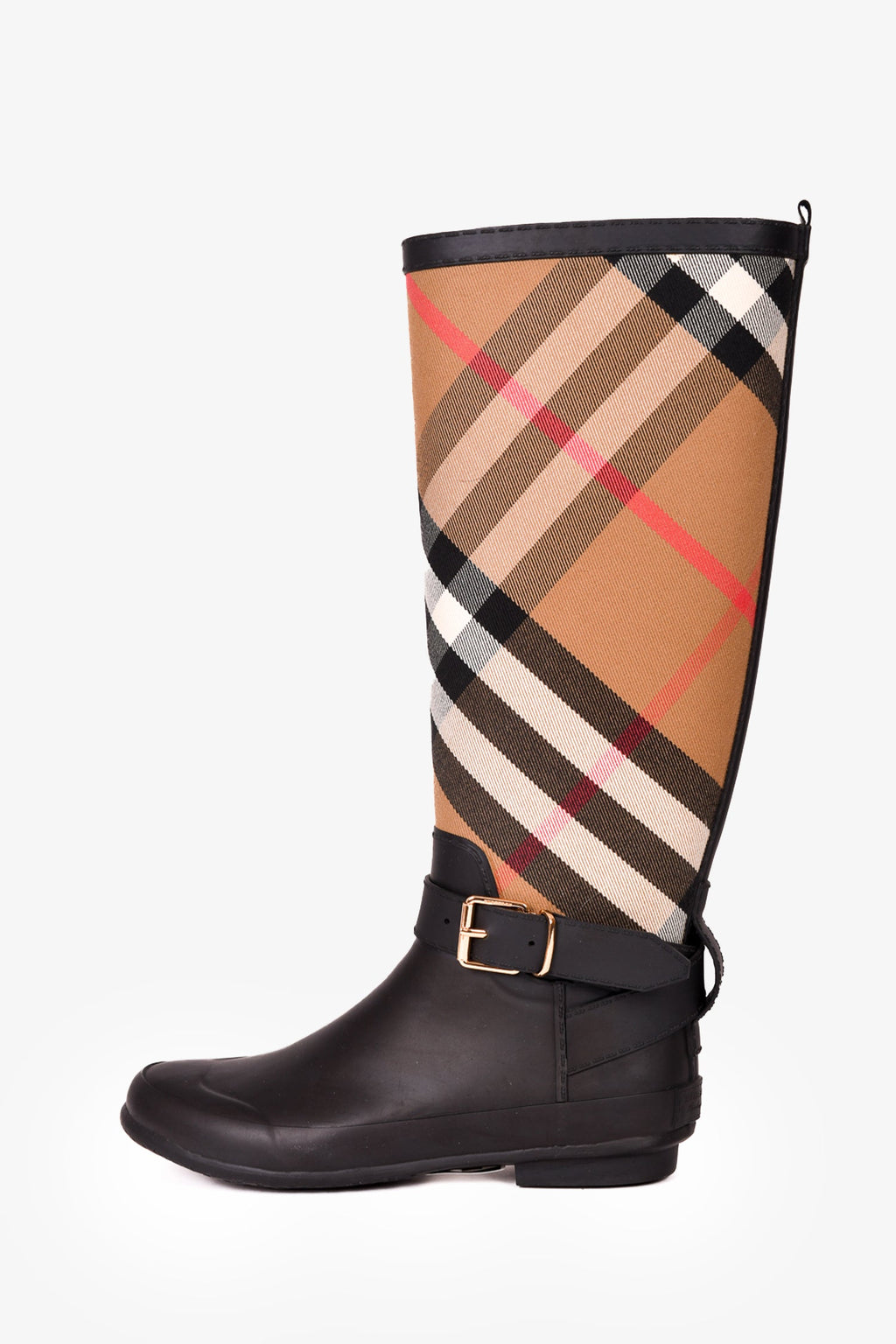 Burberry Black/Brown Rubber Tartan Rubber Boots Size 36