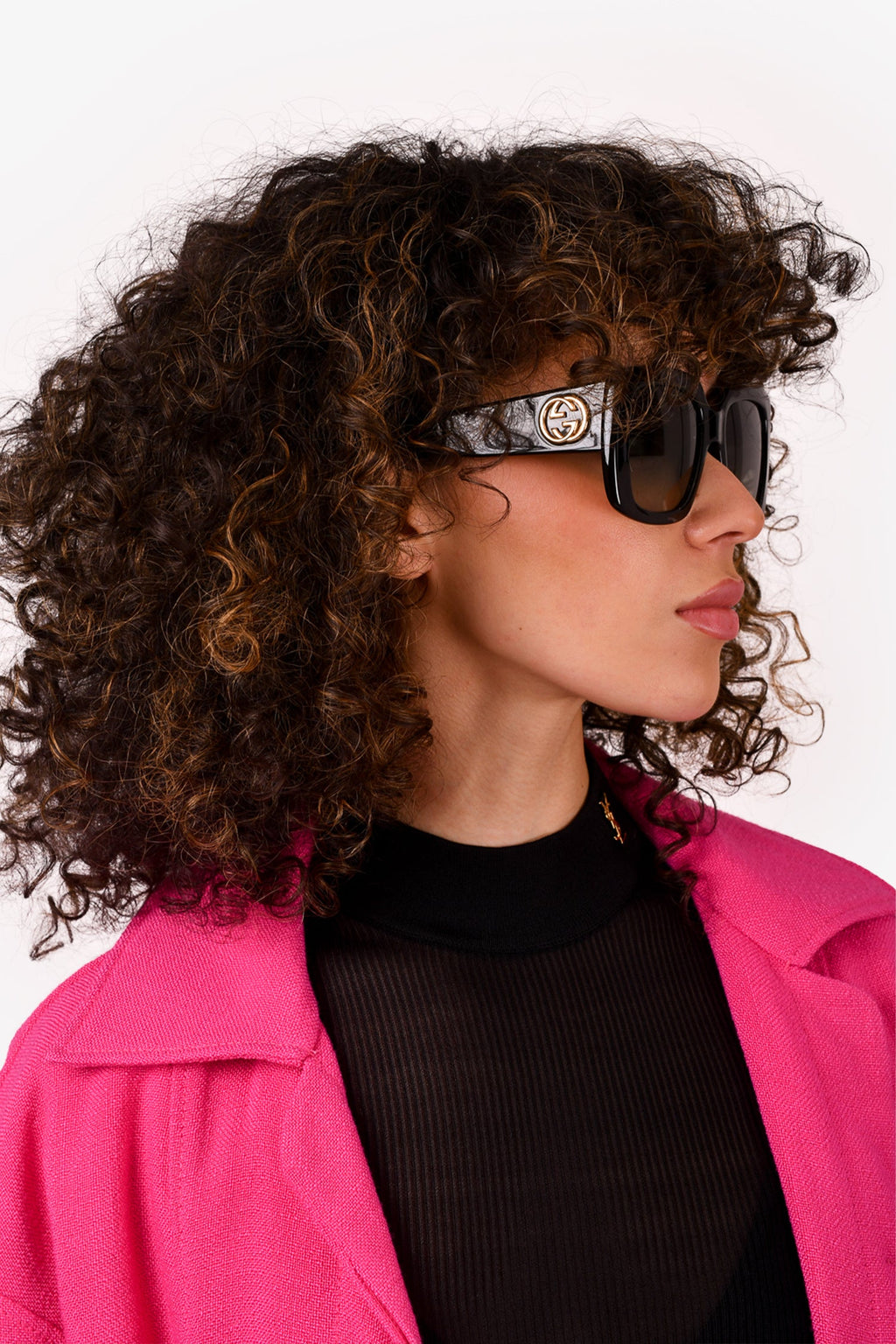 Gucci Black GG Logo Square Frame Sunglasses