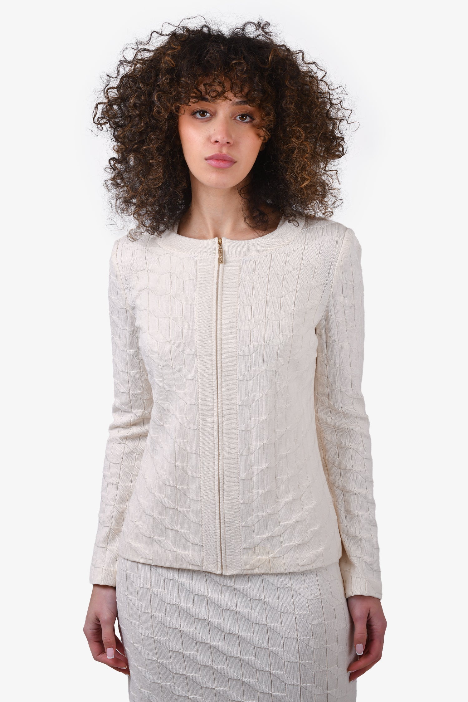 St. John Sport Cream Wool Zip-Up igan Size 4