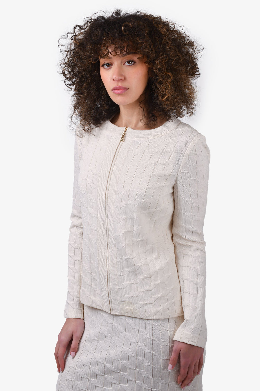 St. John Sport Cream Wool Zip-Up igan Size 4