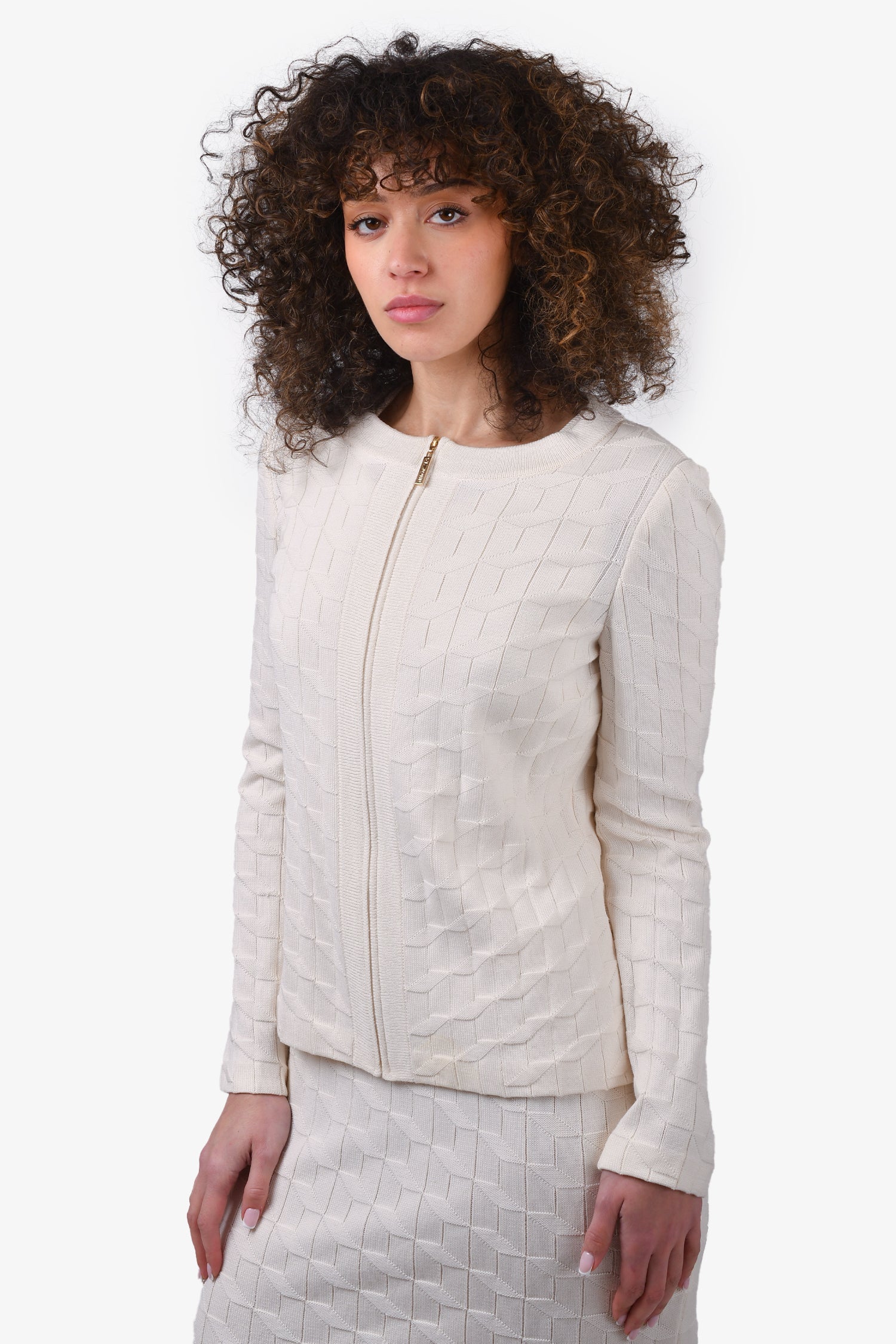 St. John Sport Cream Wool Zip-Up igan Size 4