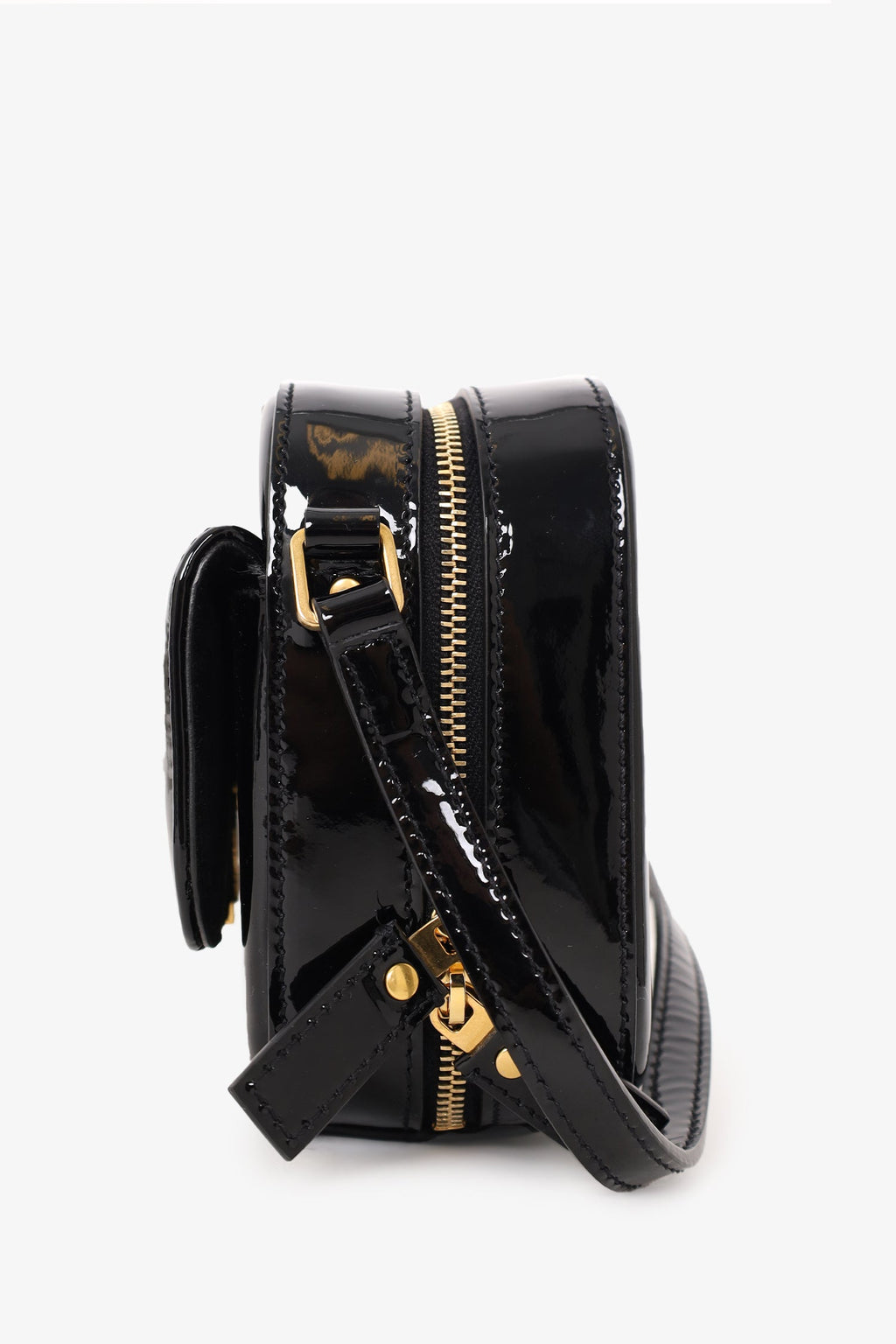 Saint Laurent Black Patent Leather Mini Vicky Camera Bag