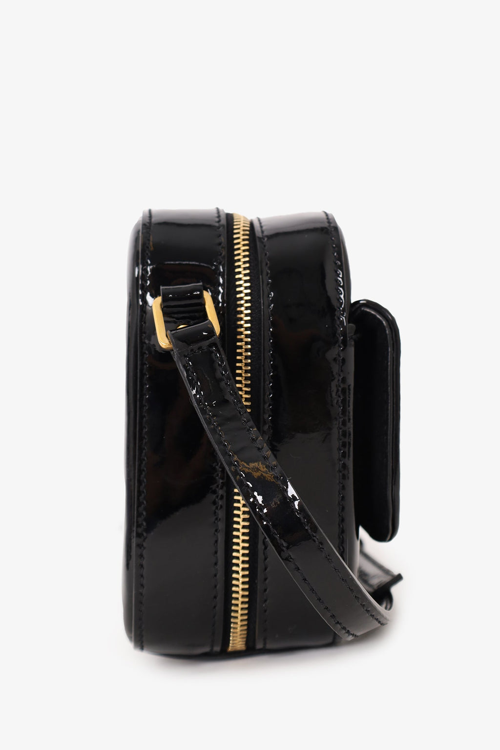 Saint Laurent Black Patent Leather Mini Vicky Camera Bag