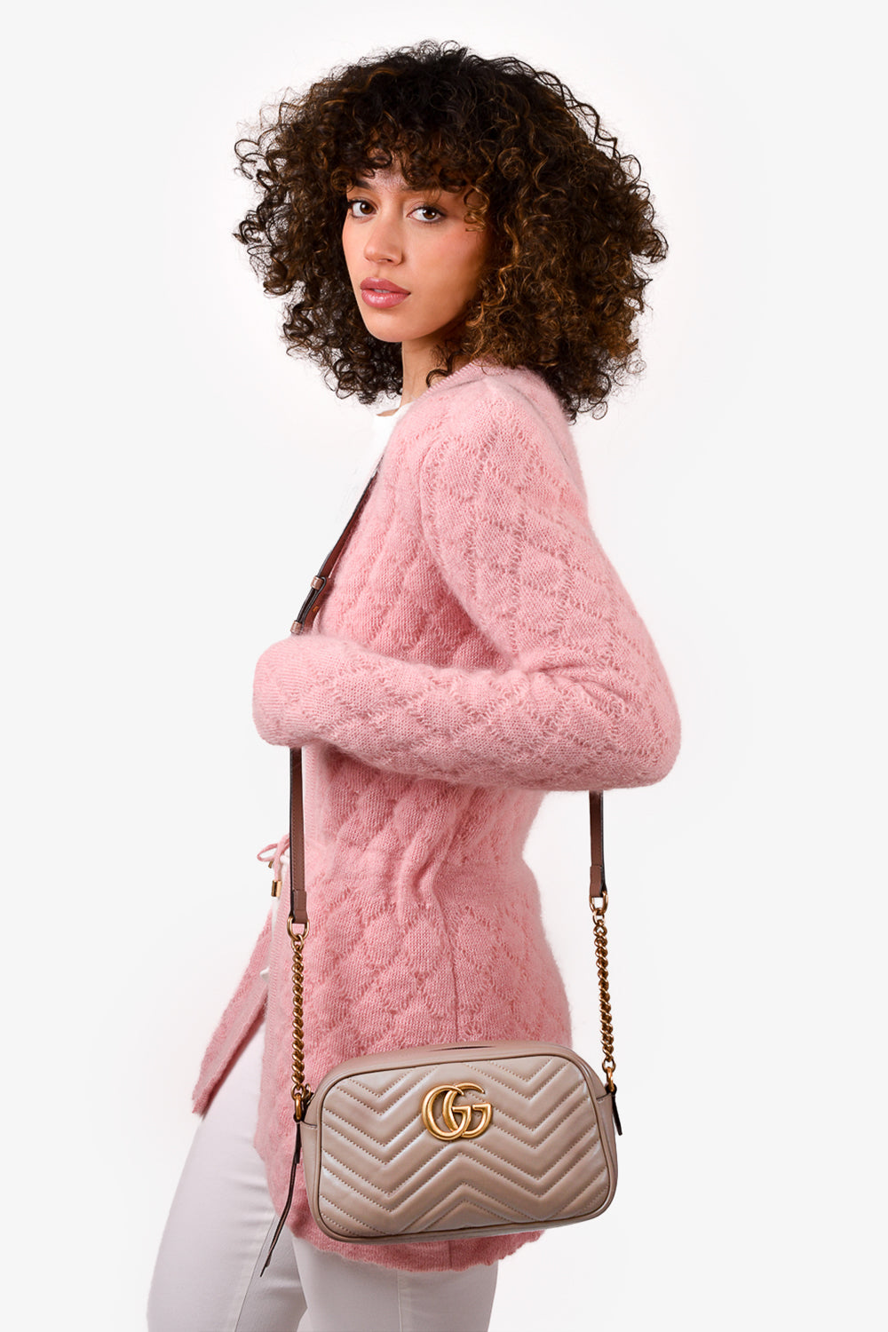 Gucci Beige Small Marmont Matelasse Camera Bag