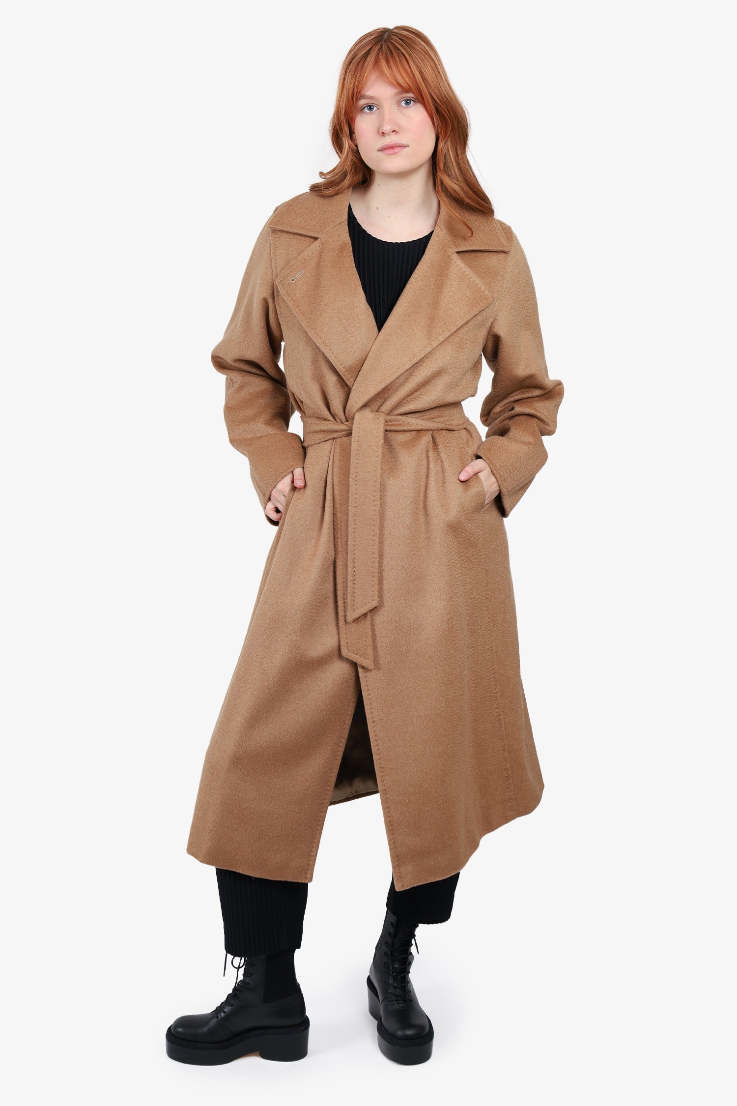 Max Mara Camel Manuela Icon Belted Coat size 46