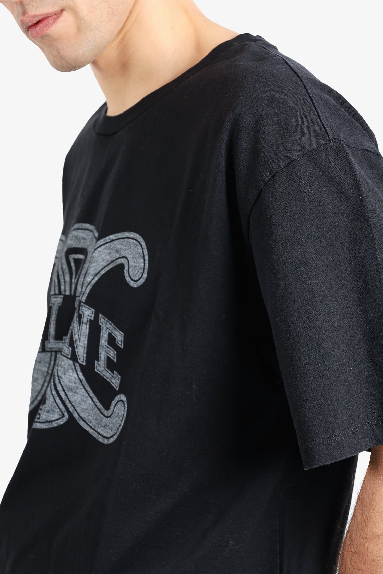 Celine Black Cotton Triomphe T-Shirt Size L