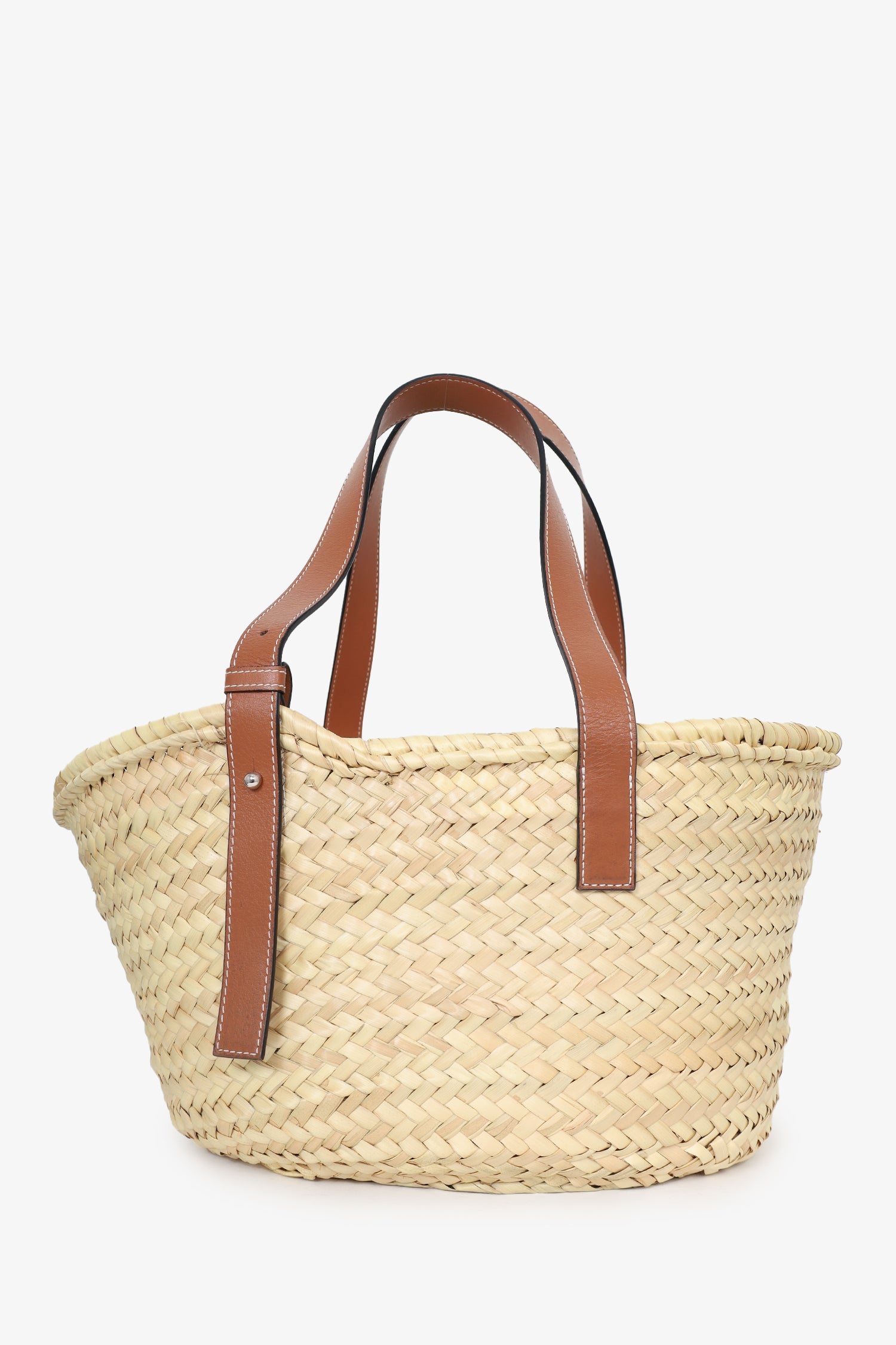 Loewe Beige Woven/Brown Leather Medium Basket Bag